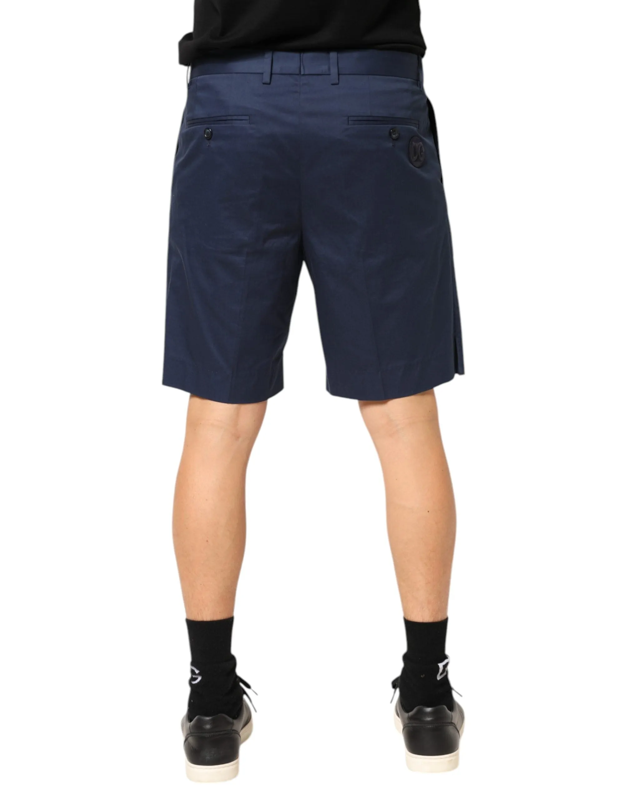 Dolce & Gabbana Blue Cotton Stretch Mid Waist Bermuda Shorts sold by Siebentaschen product image thumbnail 4
