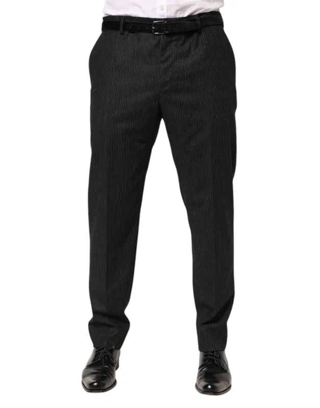 Dolce & Gabbana Black Cotton Mid Waist Dress Trouser Pants sold by Siebentaschen