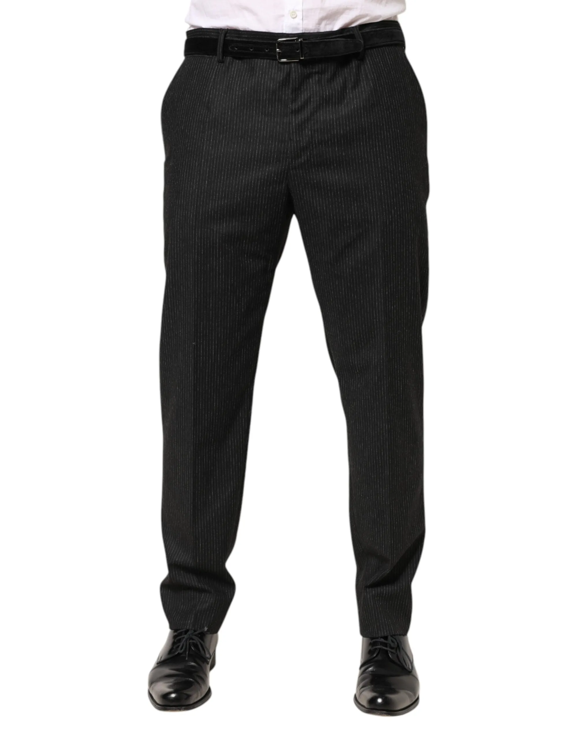 Dolce & Gabbana Black Cotton Mid Waist Dress Trouser Pants sold by Siebentaschen