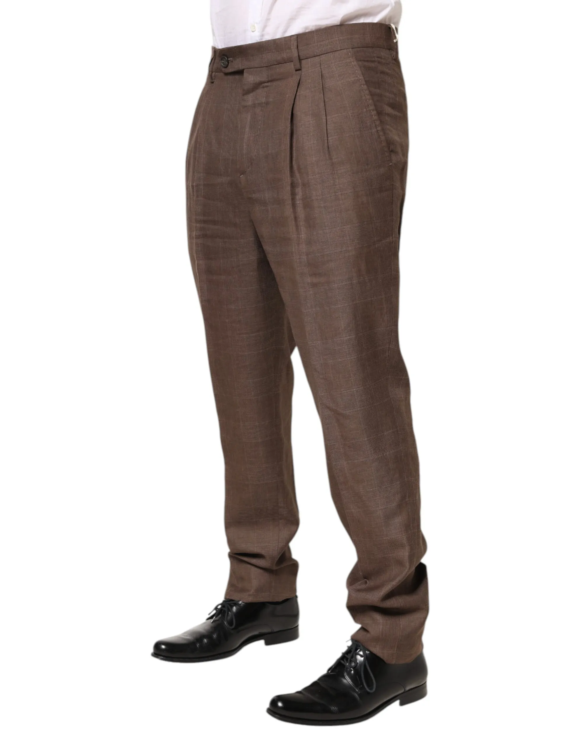 Brunello Cucinelli Brown Wool Mid Waist Dress Trouser Pants sold by Siebentaschen product image thumbnail 3