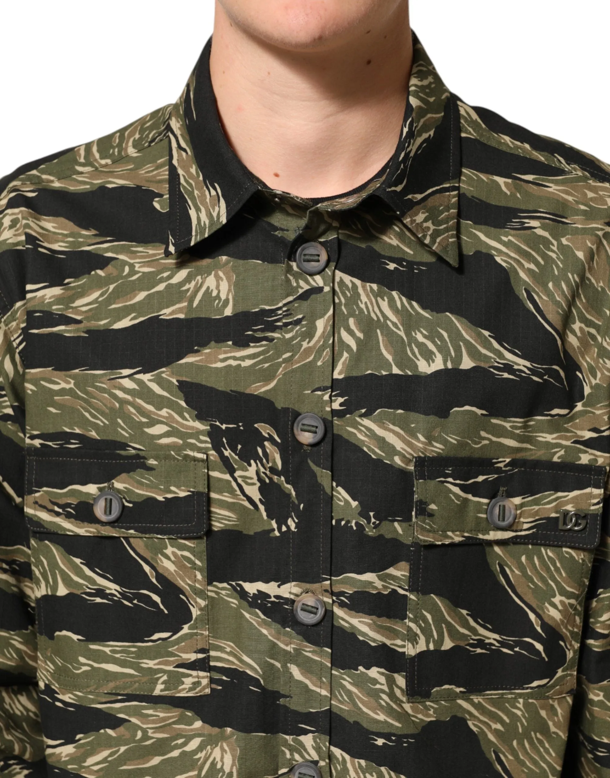 Dolce & Gabbana Multicolor Camouflage Cotton Casual Shirt sold by Siebentaschen product image thumbnail 5