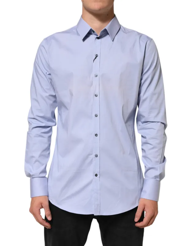 Dolce & Gabbana Blue SICILIA Cotton Men Dress Formal Shirt sold by Siebentaschen