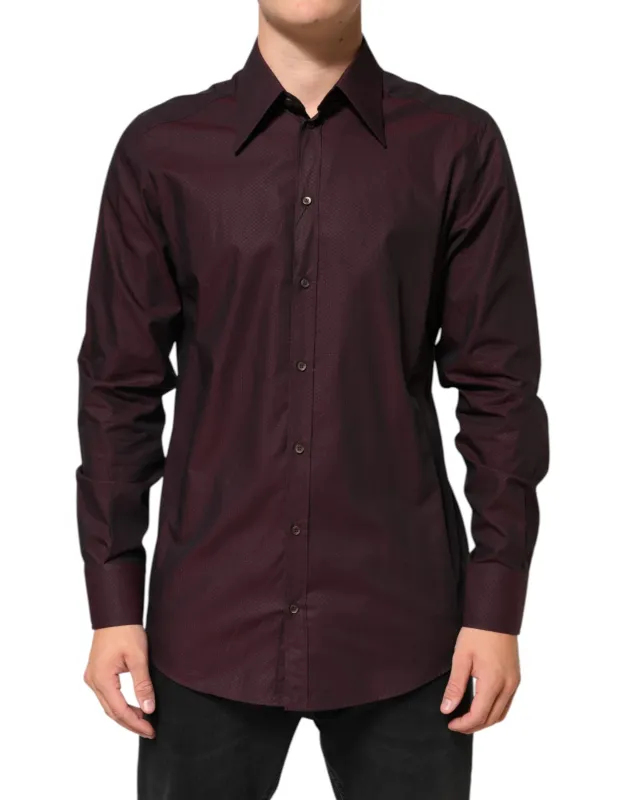 Dolce & Gabbana Violet GOLD Cotton Collared Dress Formal Shirt sold by Siebentaschen