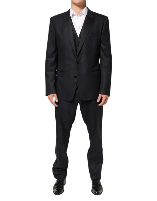Dolce & Gabbana Black MARTINI 2 Buttons Suit 3 Piece Suit sold by Siebentaschen