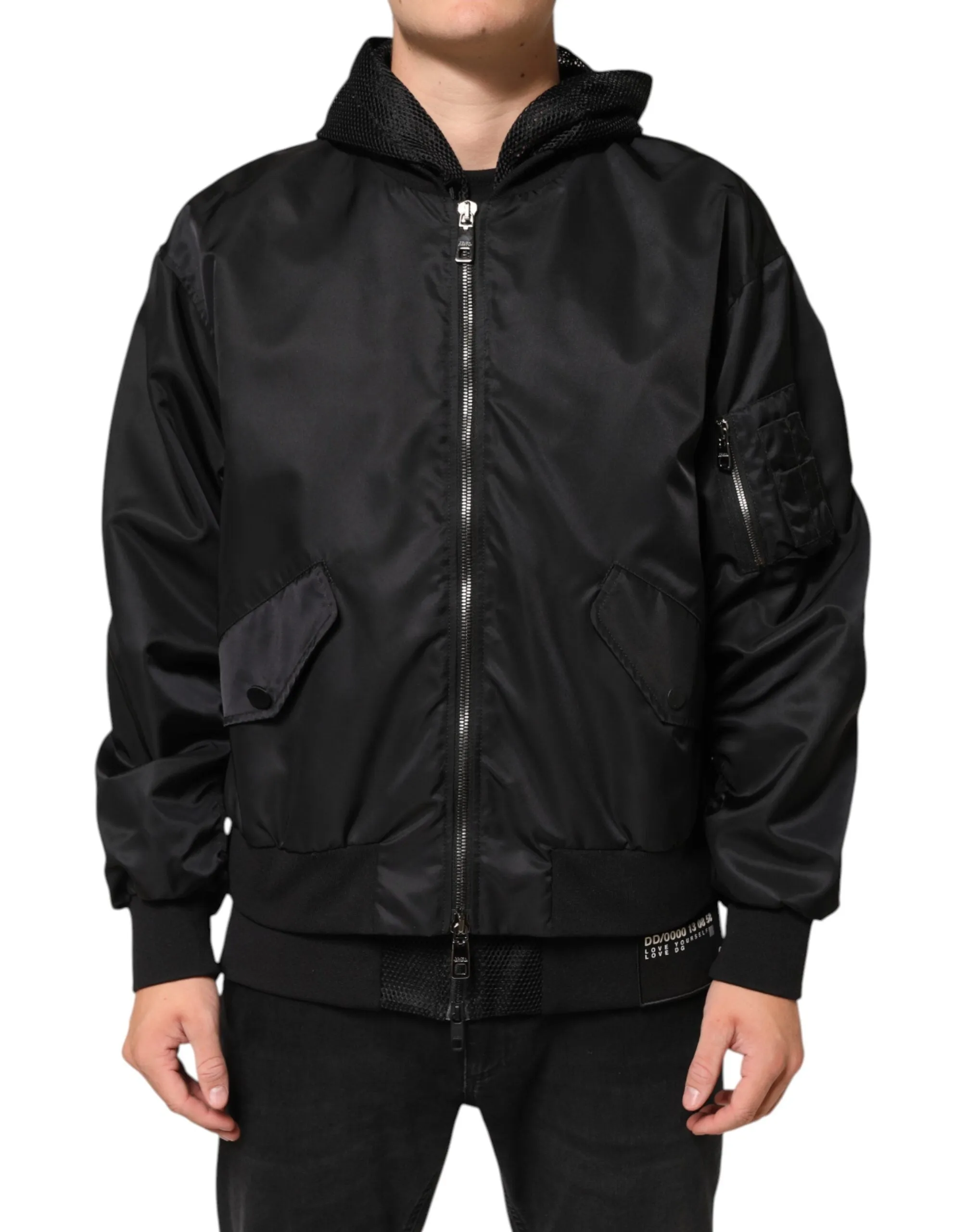 Dolce & Gabbana Black Nylon Hooded Full Zip Bomber Men Jacket sold by Siebentaschen product image thumbnail 2