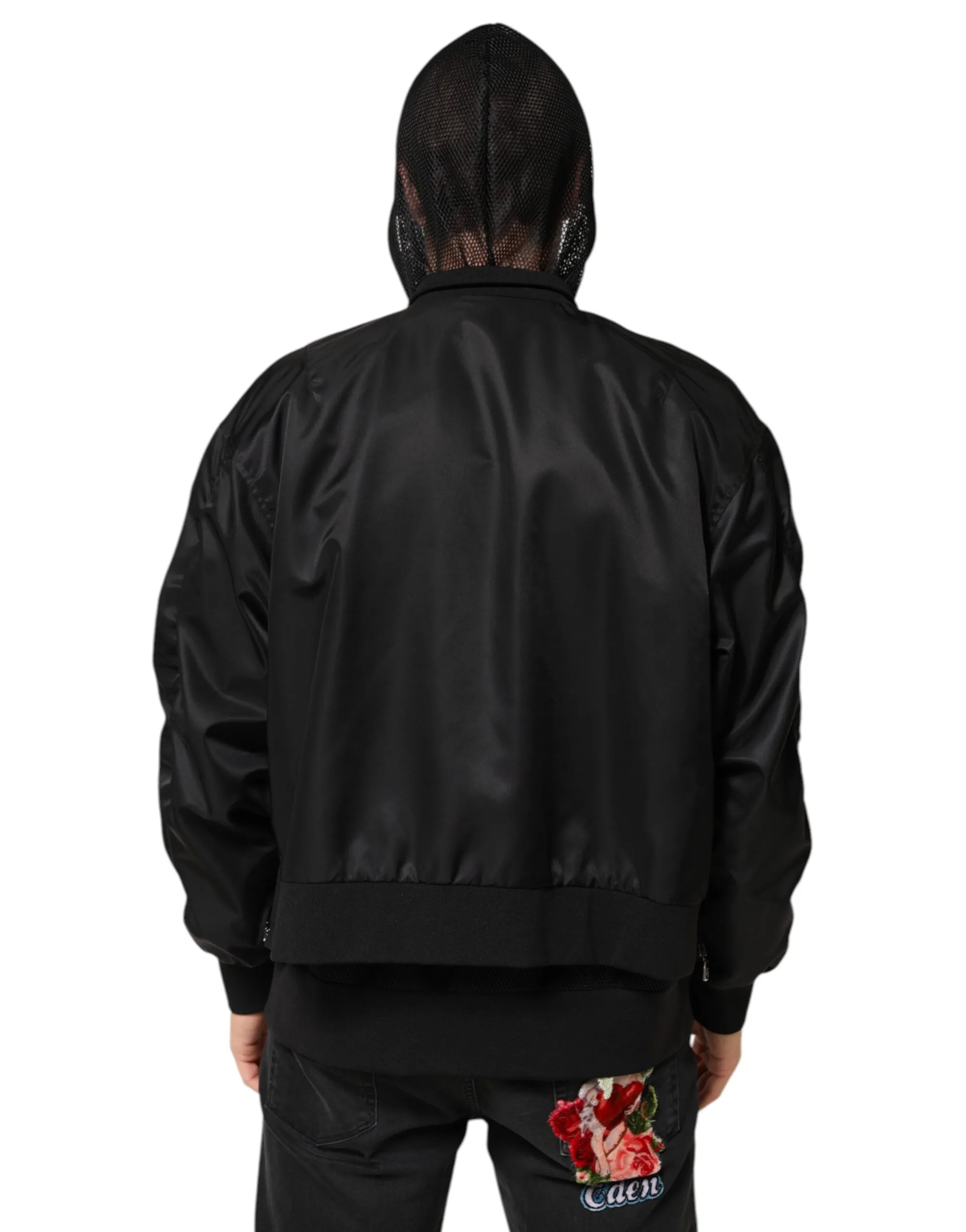 Dolce & Gabbana Black Nylon Hooded Full Zip Bomber Men Jacket sold by Siebentaschen product image thumbnail 4