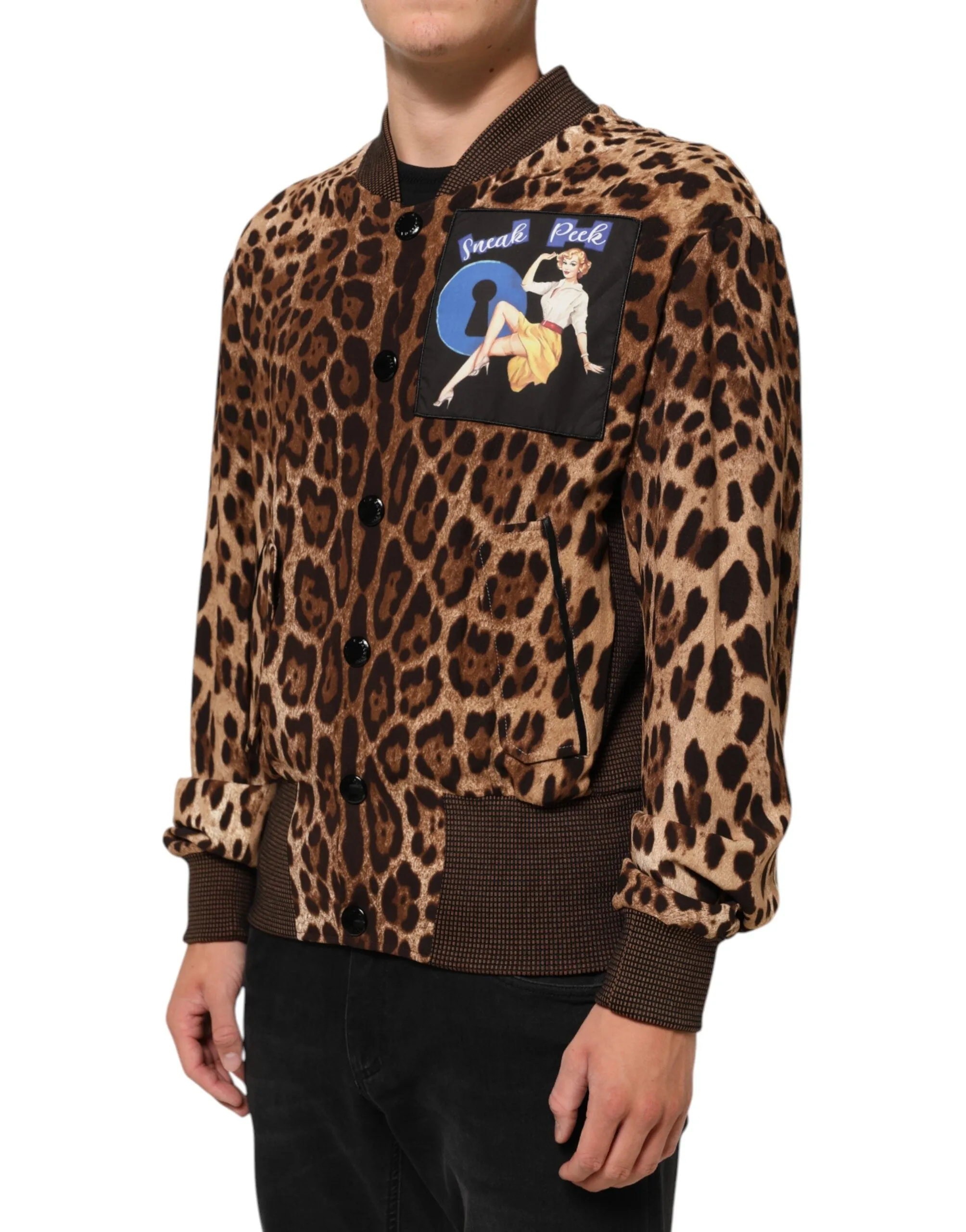 Dolce & Gabbana Brown Leopard Print "Sneak Peek" Patch Jacket sold by Siebentaschen product image thumbnail 3