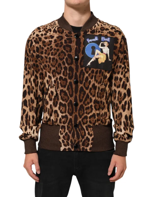 Dolce & Gabbana Brown Leopard Print "Sneak Peek" Patch Jacket sold by Siebentaschen