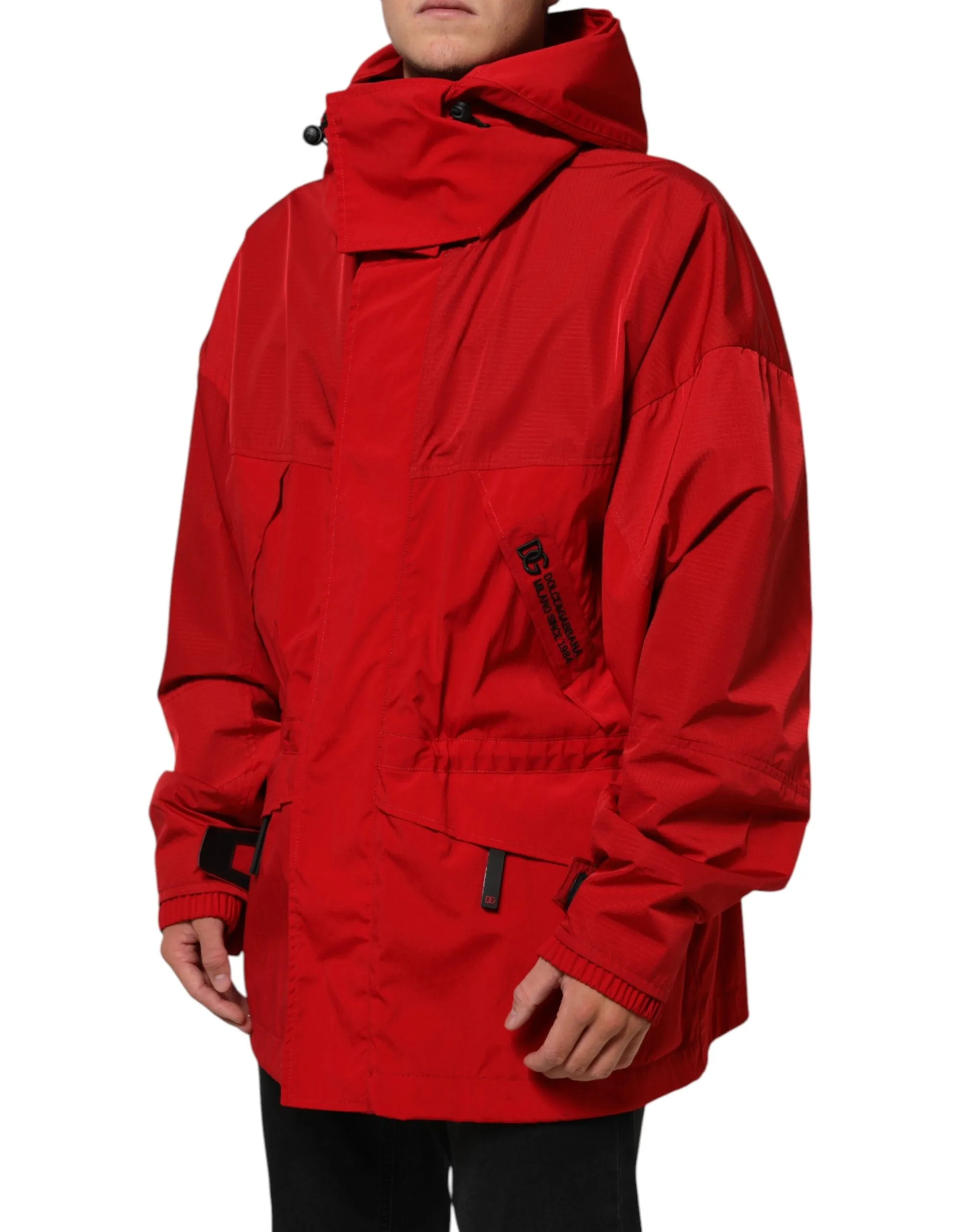 Dolce & Gabbana Red Nylon Hooded Men Full Zip Parka Jacket sold by Siebentaschen product image thumbnail 3