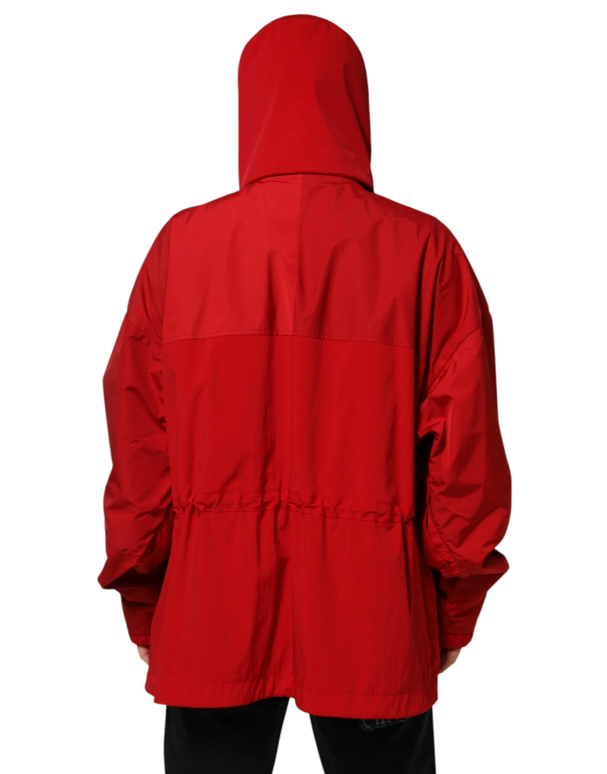 Dolce & Gabbana Red Nylon Hooded Men Full Zip Parka Jacket sold by Siebentaschen product image thumbnail 4