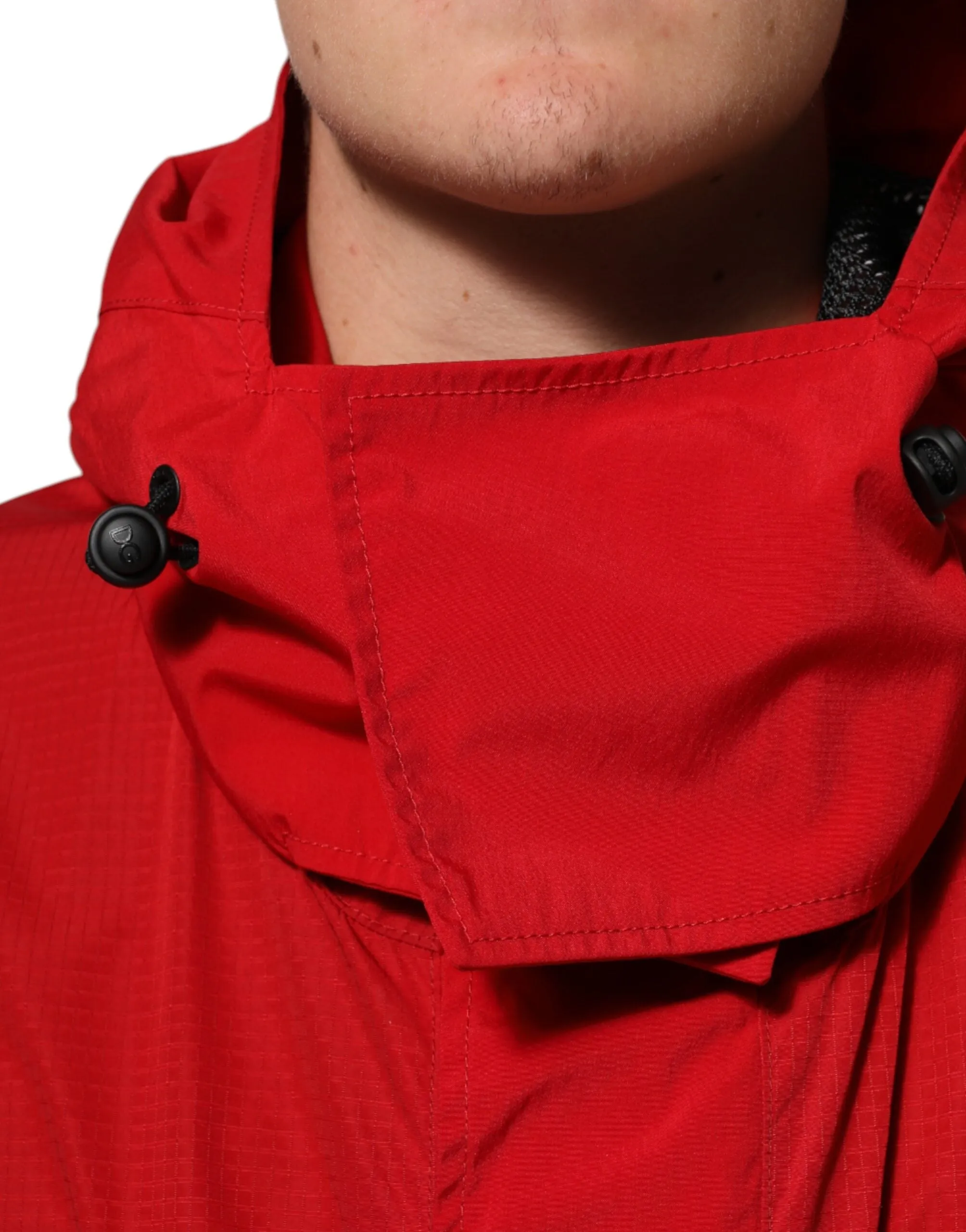 Dolce & Gabbana Red Nylon Hooded Men Full Zip Parka Jacket sold by Siebentaschen product image thumbnail 5