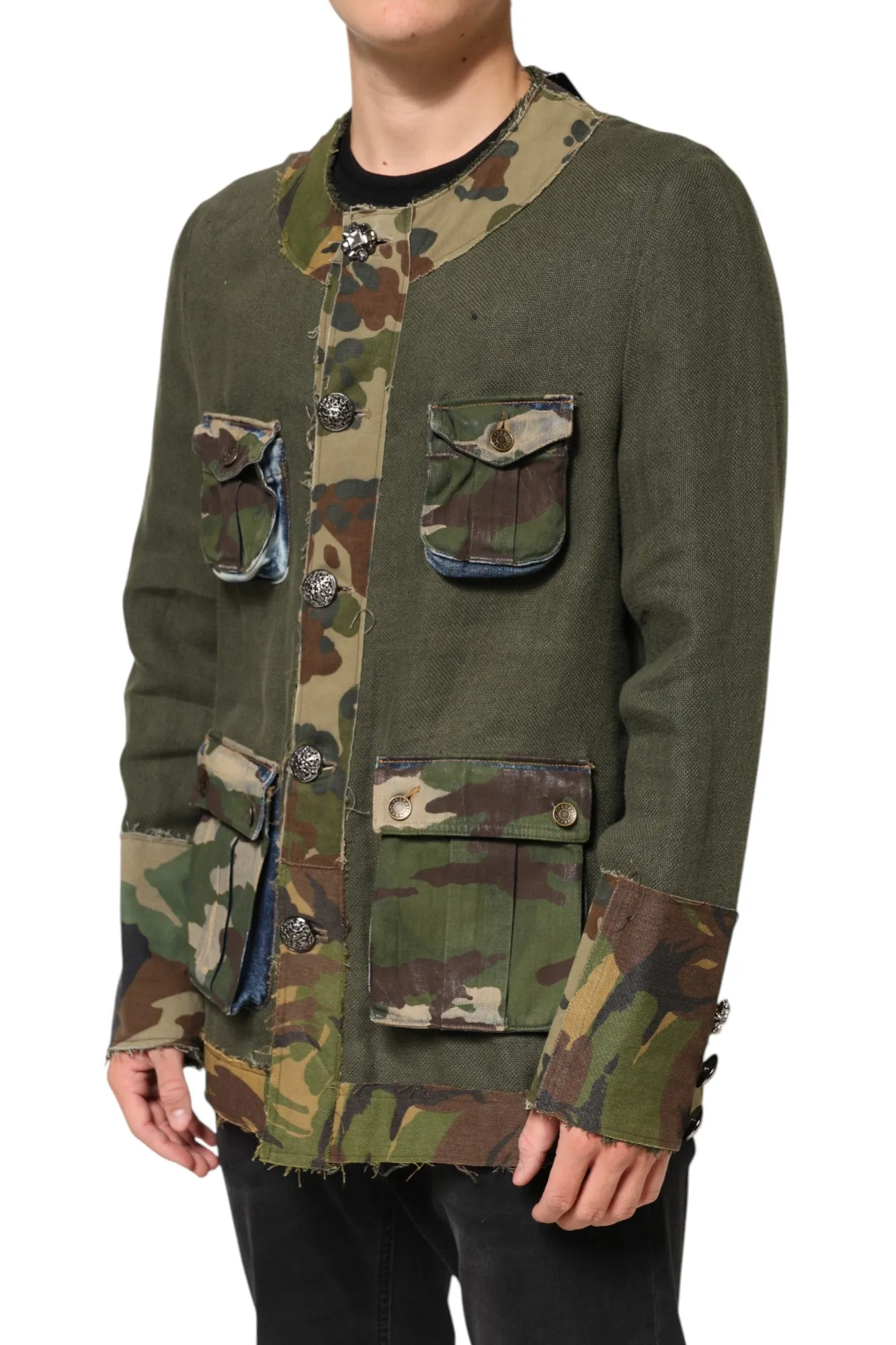 Dolce & Gabbana Brown Camouflage Linen Button Down Jacket sold by Siebentaschen product image thumbnail 3