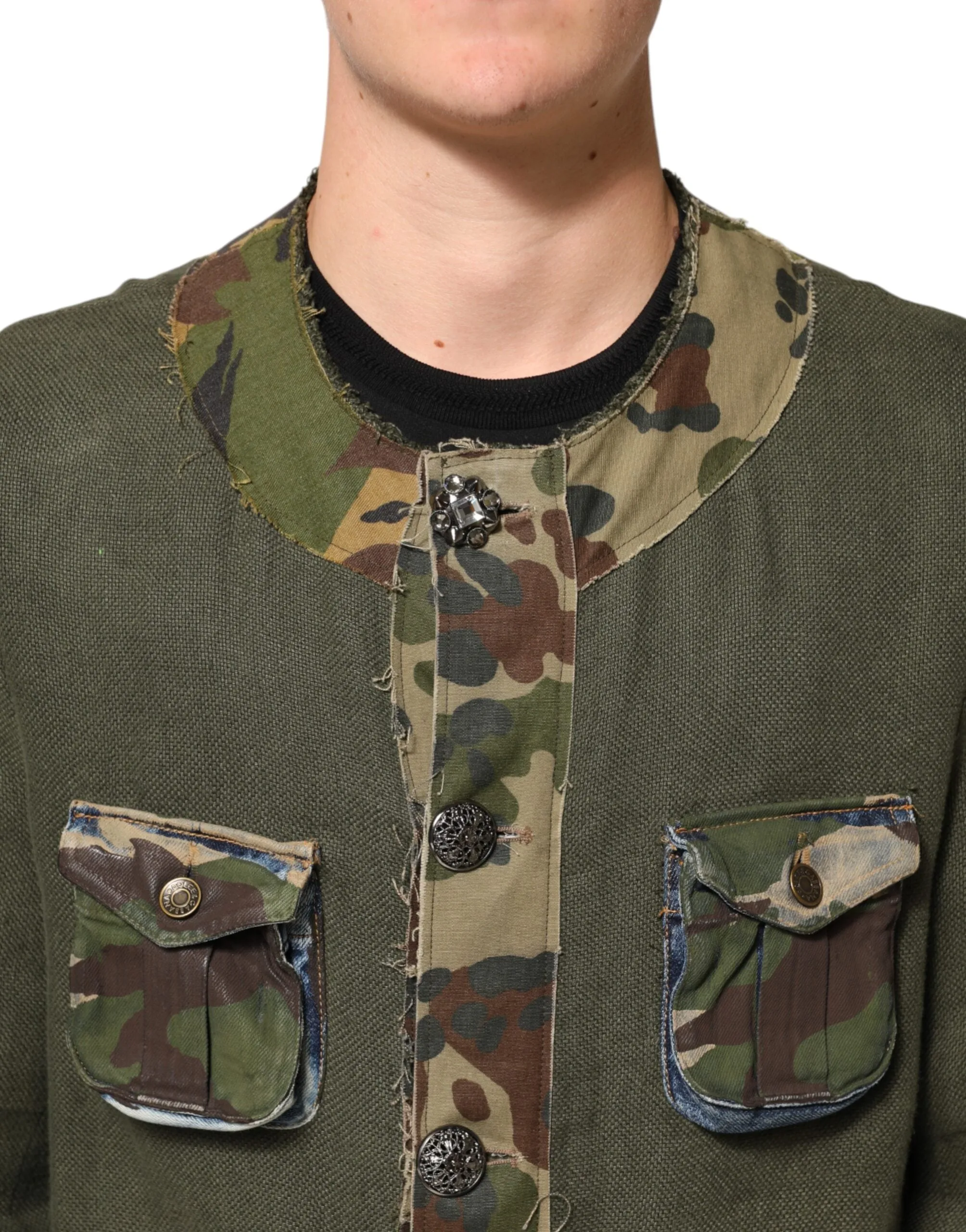 Dolce & Gabbana Brown Camouflage Linen Button Down Jacket sold by Siebentaschen product image thumbnail 5