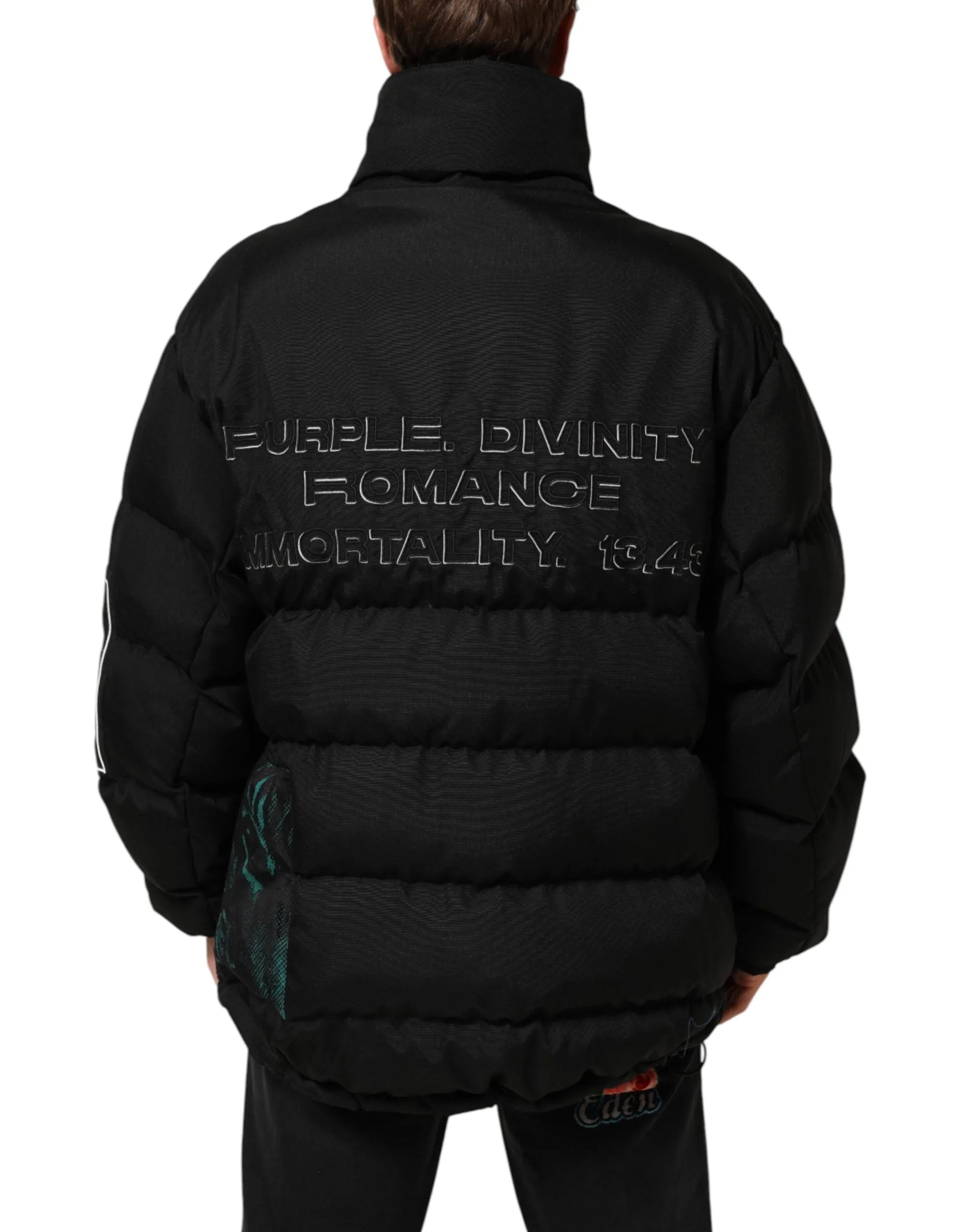 Dolce & Gabbana Black Nylon Puffer Men Full Zip Jacket sold by Siebentaschen product image thumbnail 4