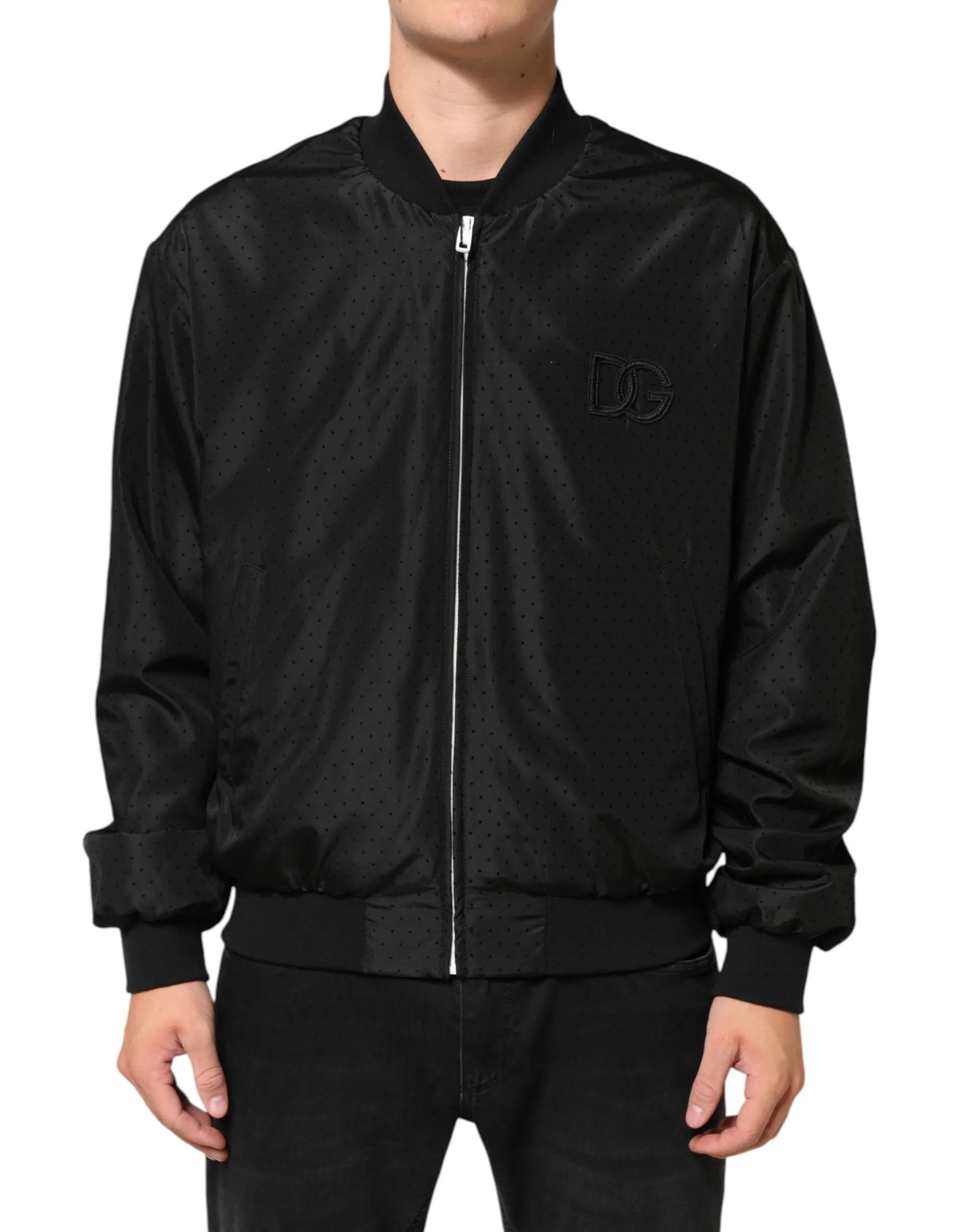 Dolce & Gabbana Black Acetate Full Zip Bomber Men Jacket sold by Siebentaschen