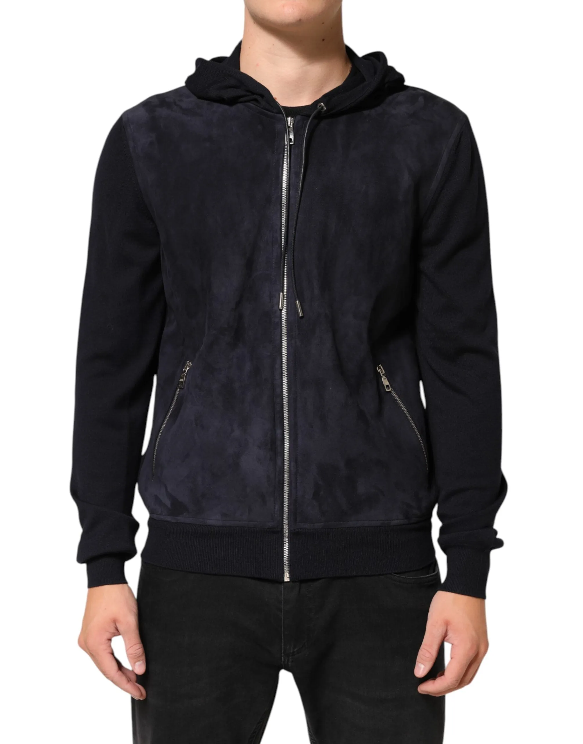 Dolce & Gabbana Black Leather Full Zip Hooded Blouson Jacket sold by Siebentaschen product image thumbnail 2