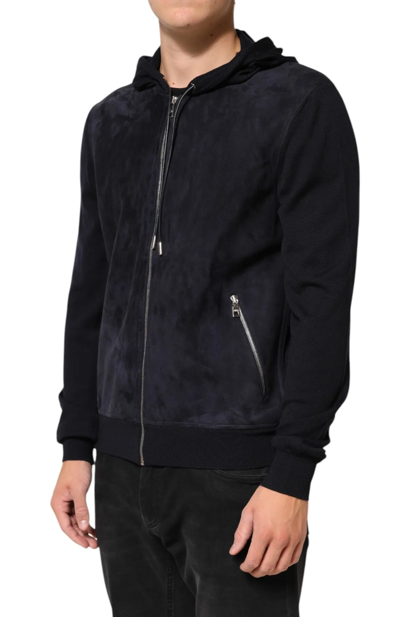 Dolce & Gabbana Black Leather Full Zip Hooded Blouson Jacket sold by Siebentaschen product image thumbnail 3