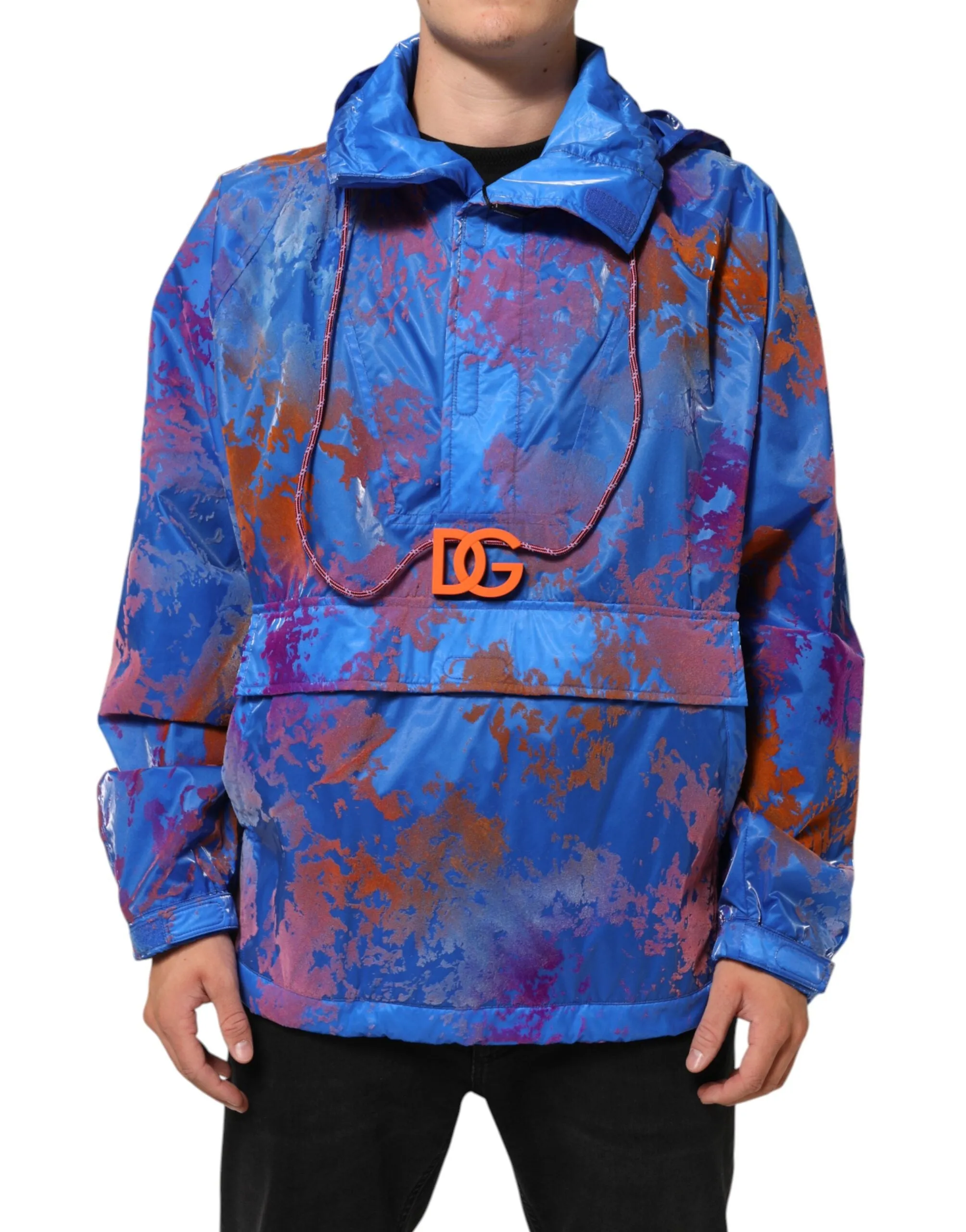 Dolce & Gabbana Blue Tie Dye Logo Hooded Sweatshirt Jacket sold by Siebentaschen
