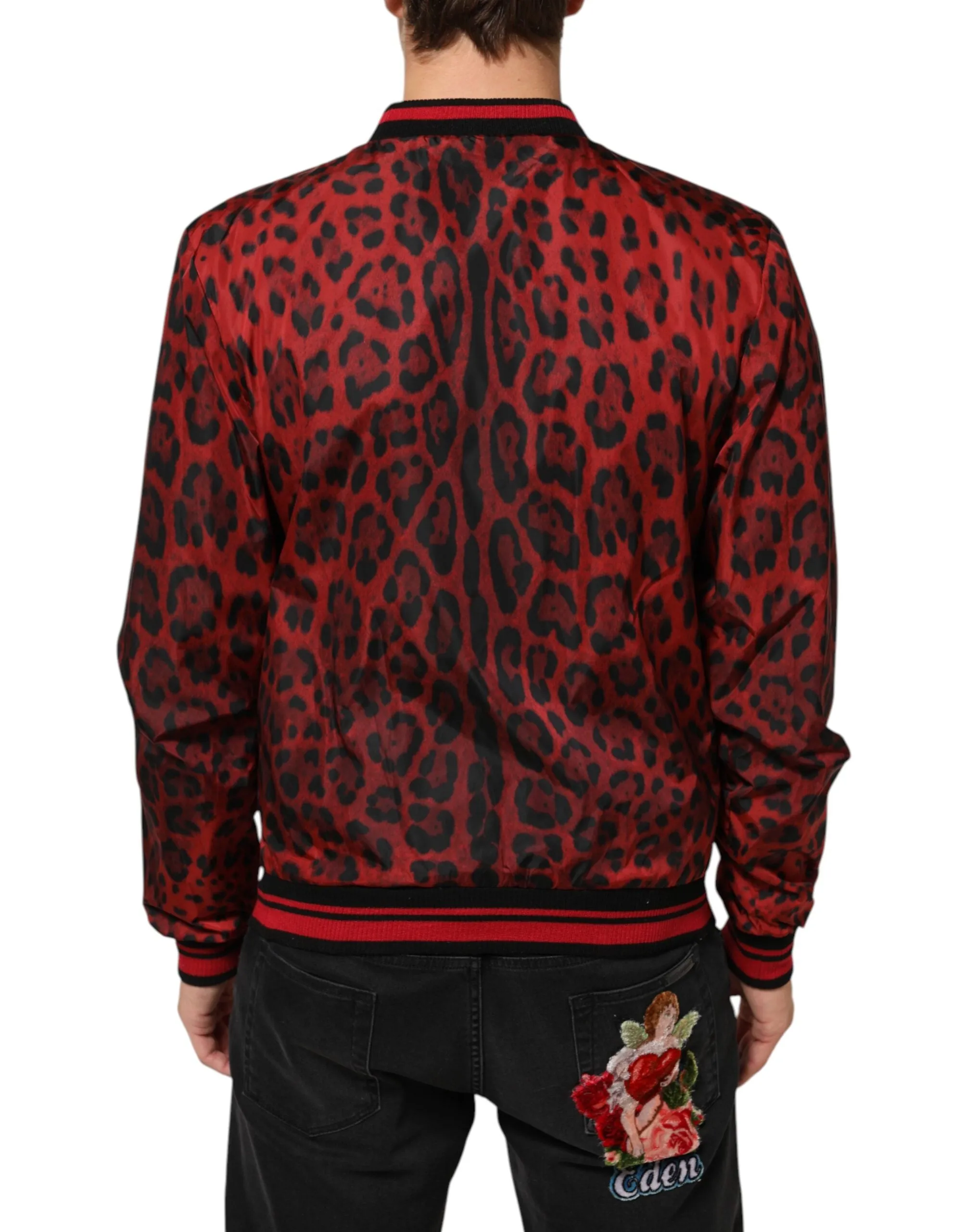 Dolce & Gabbana Red Leopard Print Full Zip Bomber Men Jacket sold by Siebentaschen product image thumbnail 4