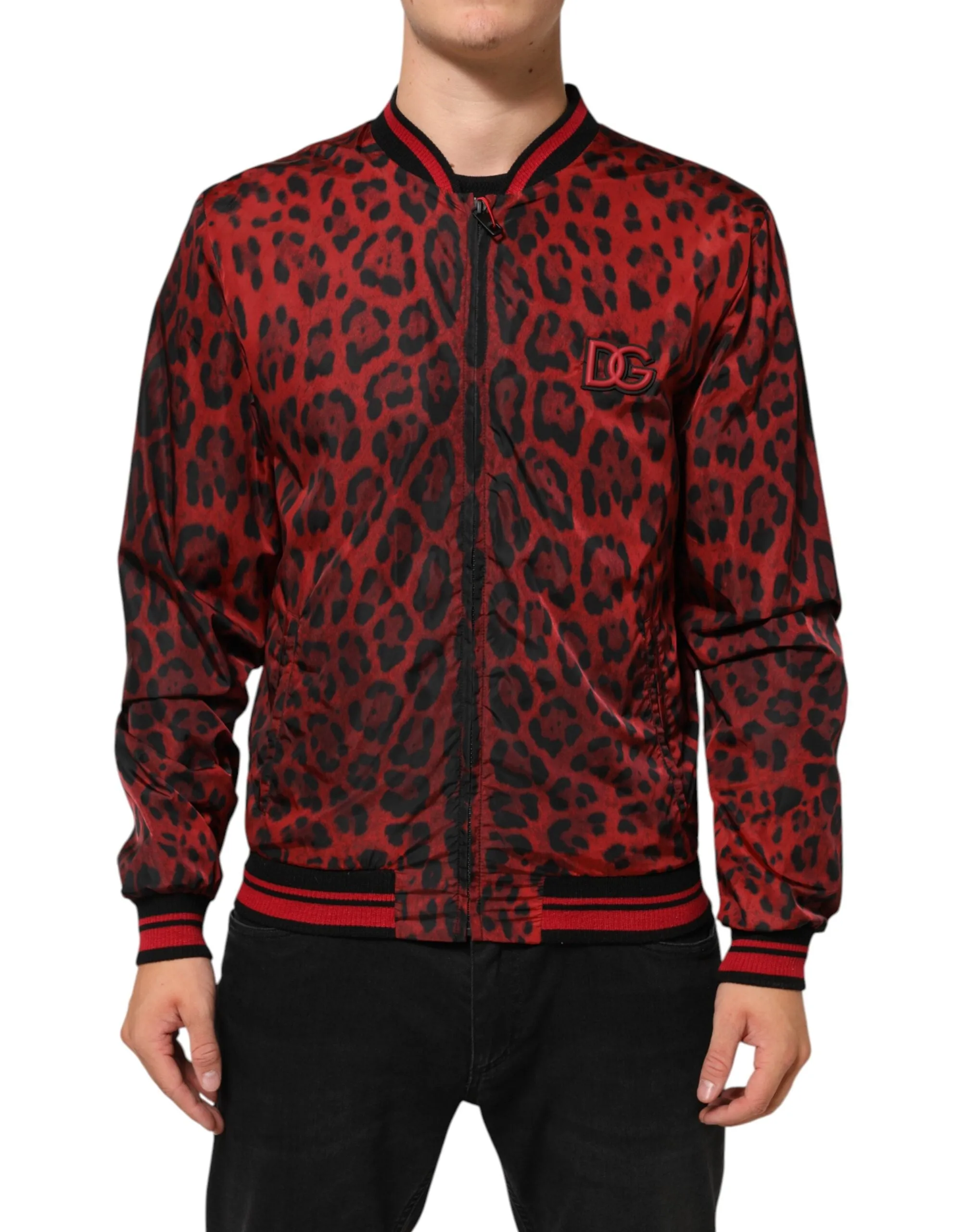 Dolce & Gabbana Red Leopard Print Full Zip Bomber Men Jacket sold by Siebentaschen product image thumbnail 2
