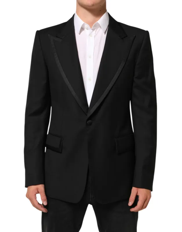 Dolce & Gabbana Black Wool 1 Button Suit Jacket Men Blazer sold by Siebentaschen