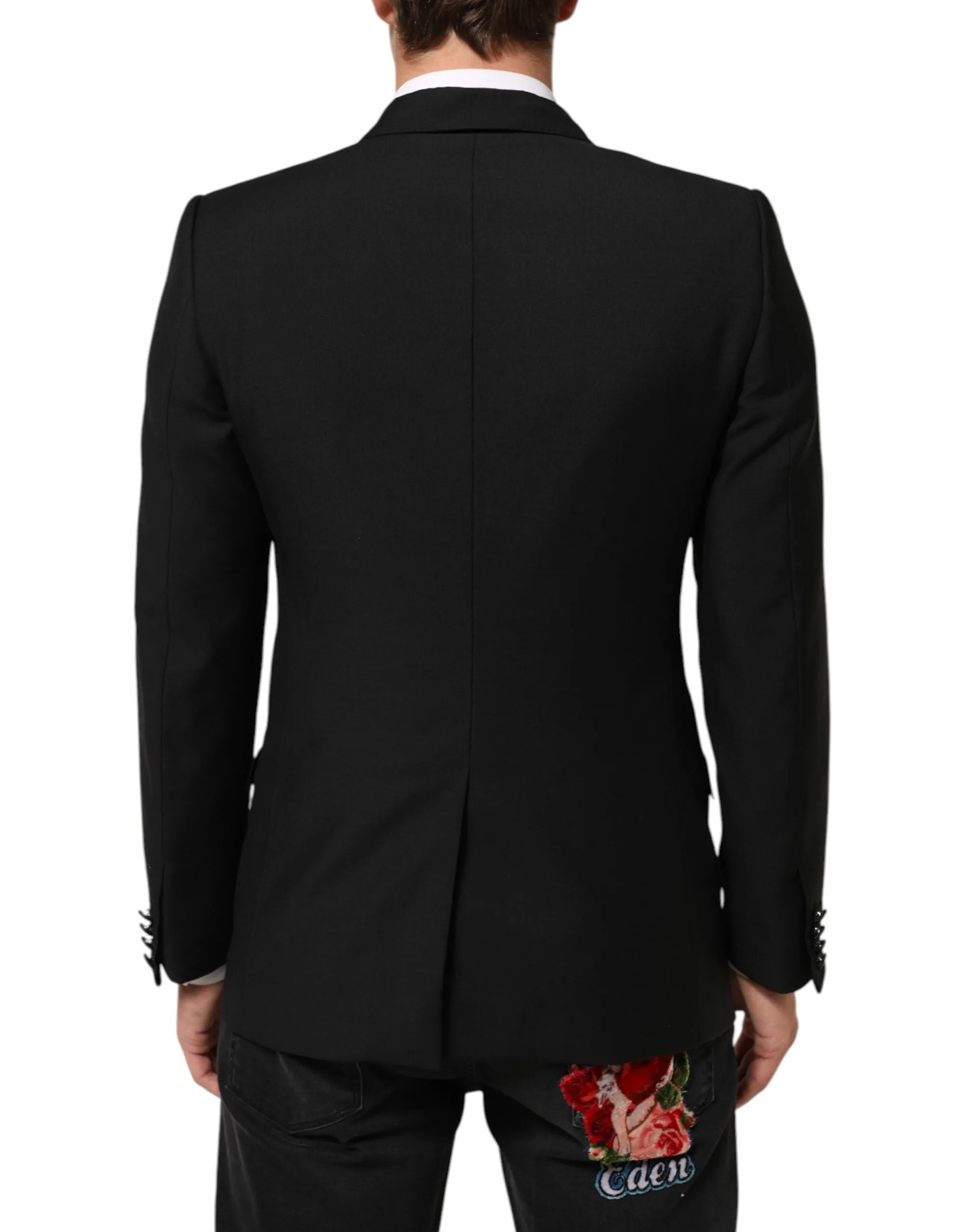 Dolce & Gabbana Black Wool MARTINI 2 Button Men Suit Blazer sold by Siebentaschen product image thumbnail 4