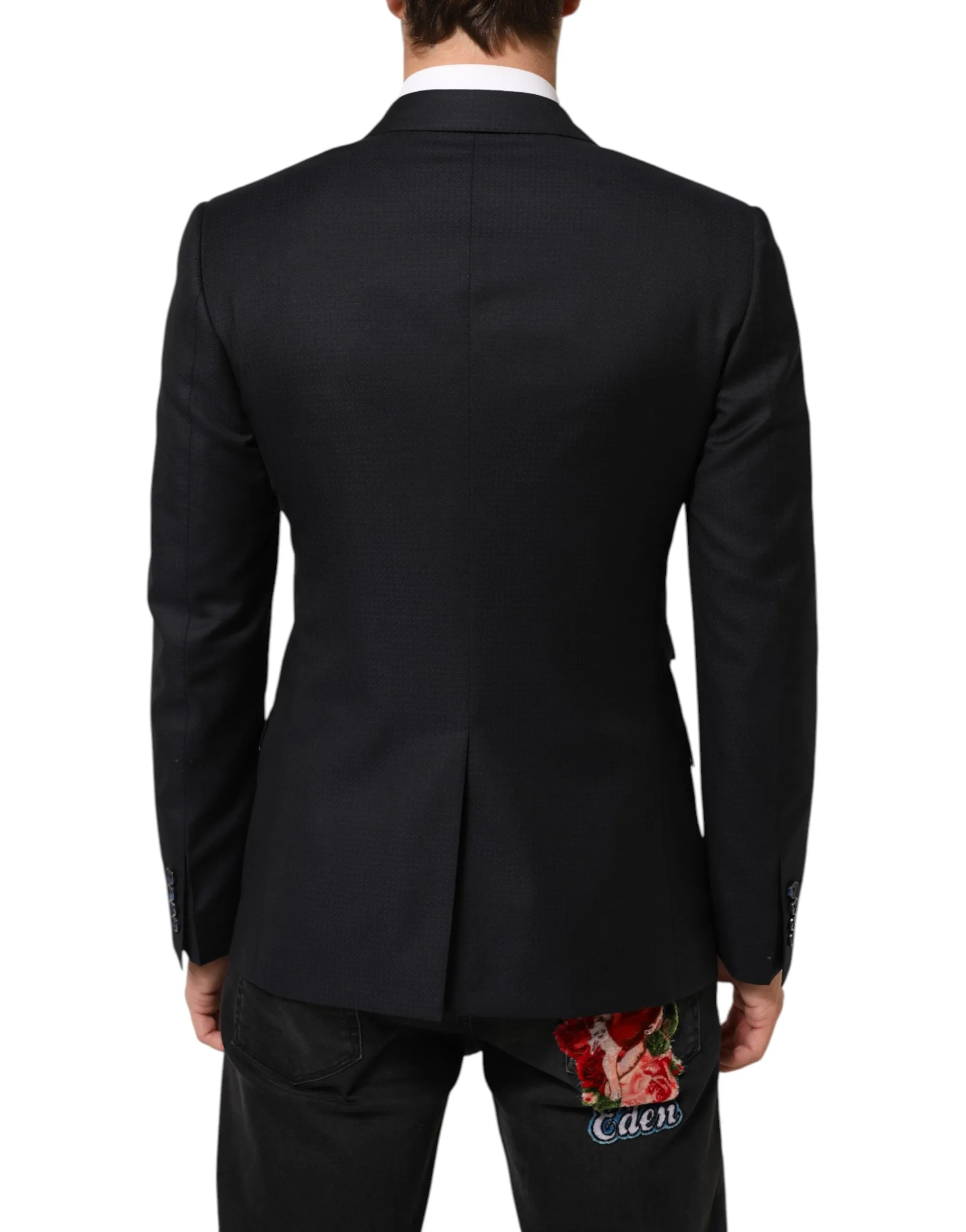 Dolce & Gabbana Black Wool NAPOLI 2 Button Men Suit Blazer sold by Siebentaschen product image thumbnail 4