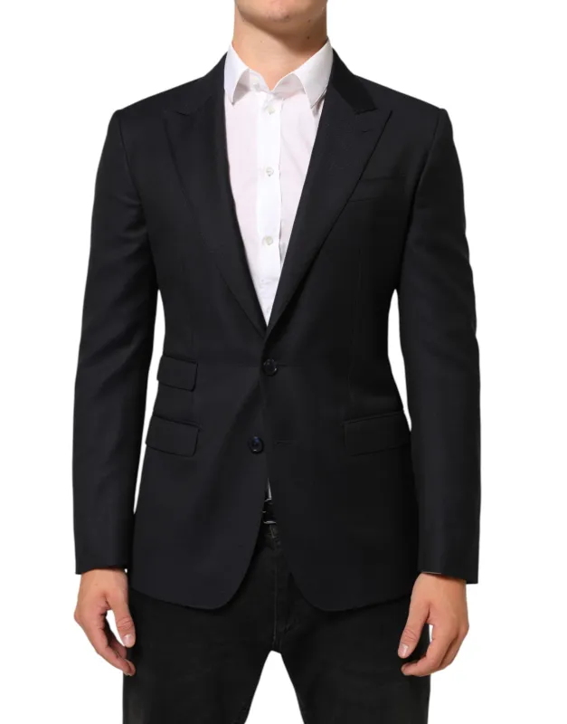 Dolce & Gabbana Black Wool NAPOLI 2 Button Men Suit Blazer sold by Siebentaschen
