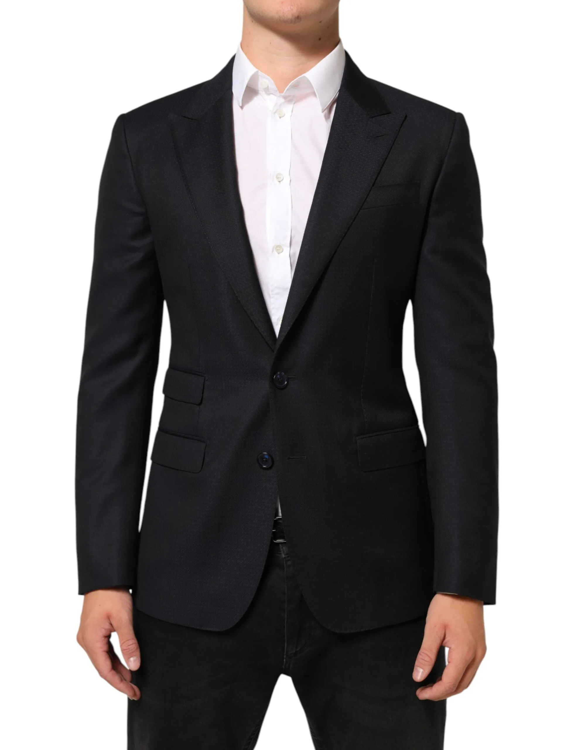 Dolce & Gabbana Black Wool NAPOLI 2 Button Men Suit Blazer sold by Siebentaschen product image thumbnail 2