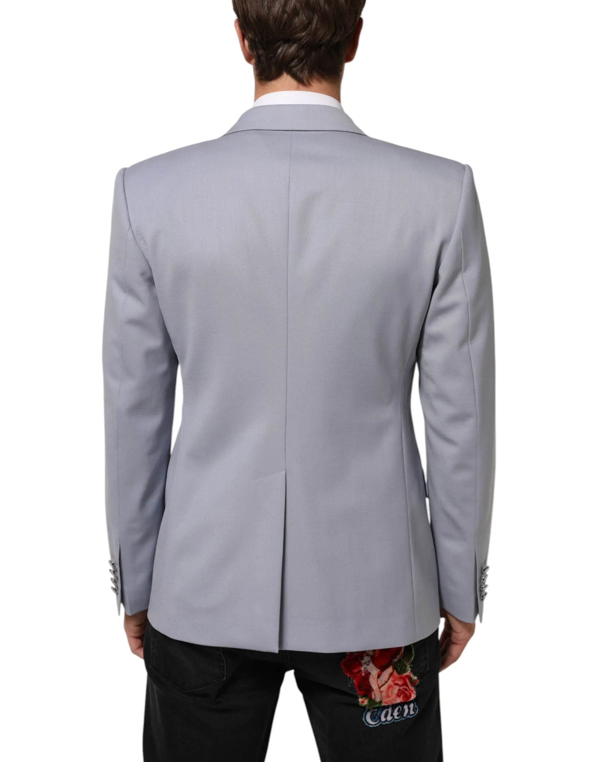 Dolce & Gabbana Gray Wool SICILIA 2 Buttons Men Suit Blazer sold by Siebentaschen product image thumbnail 4