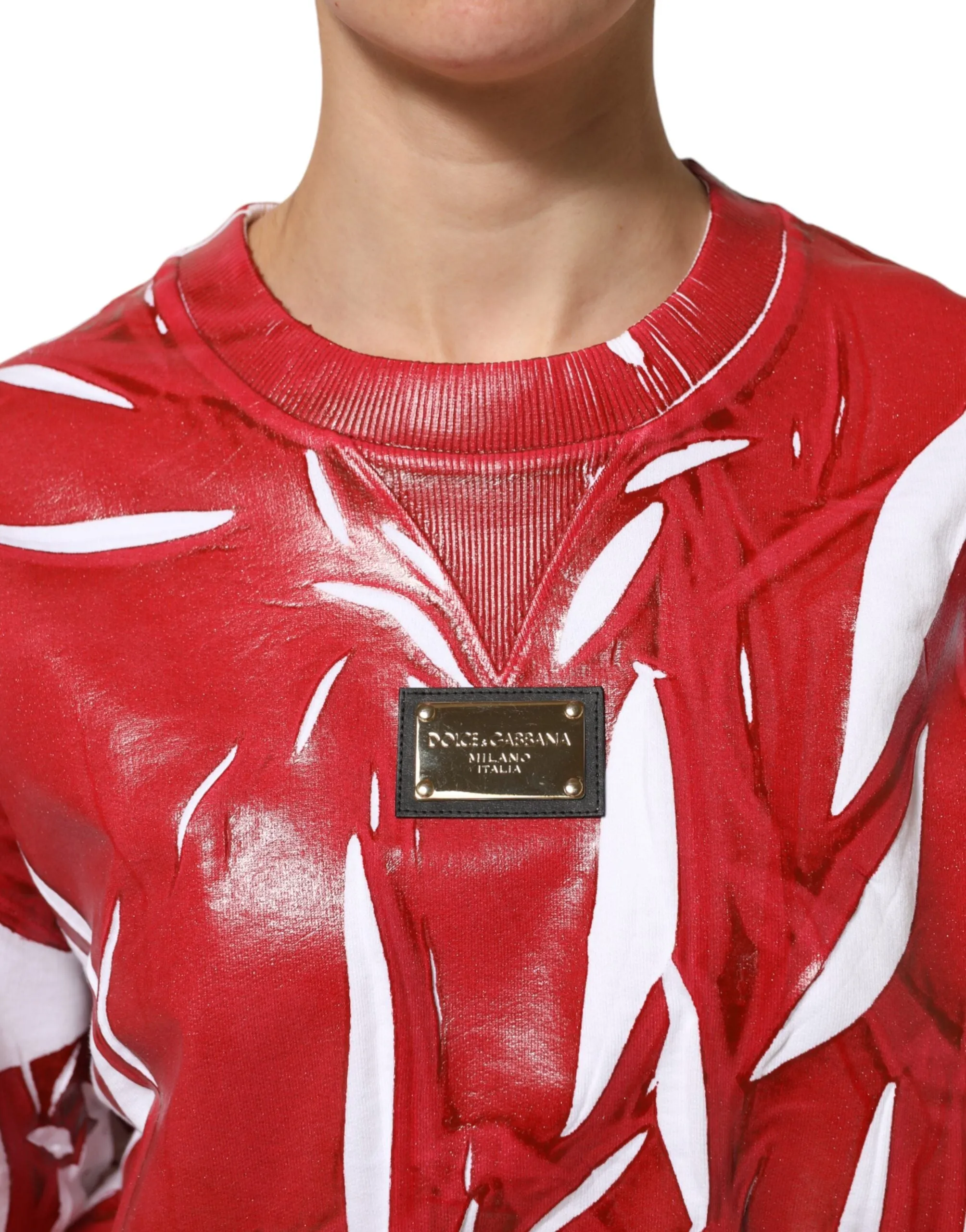 Dolce & Gabbana Red White Cotton Printed Pullover Sweater sold by Siebentaschen product image thumbnail 5