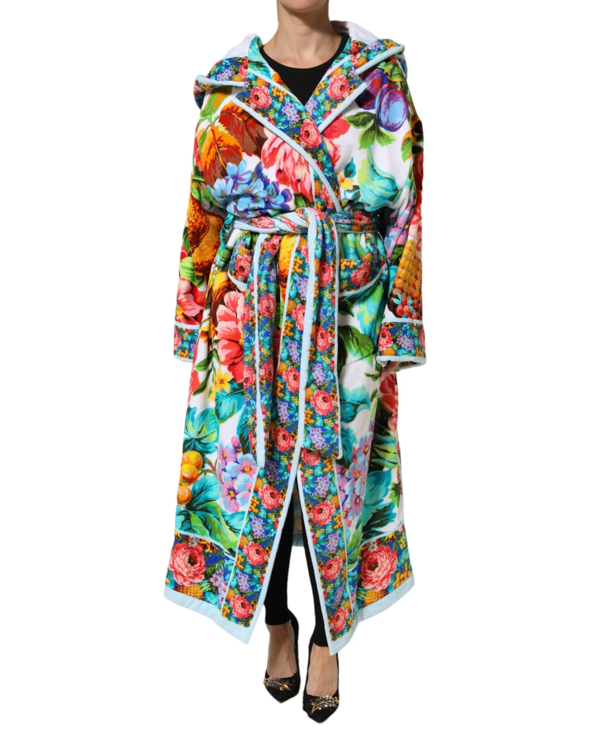 Dolce & Gabbana Multicolor Floral Print Belted Bathrobe Coat Jacket sold by Siebentaschen