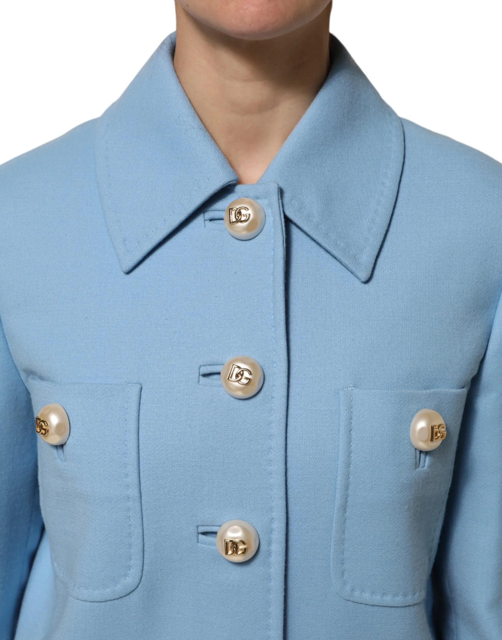 Dolce & Gabbana Blue Buttoned Down Trench Coat Jacket sold by Siebentaschen product image thumbnail 5