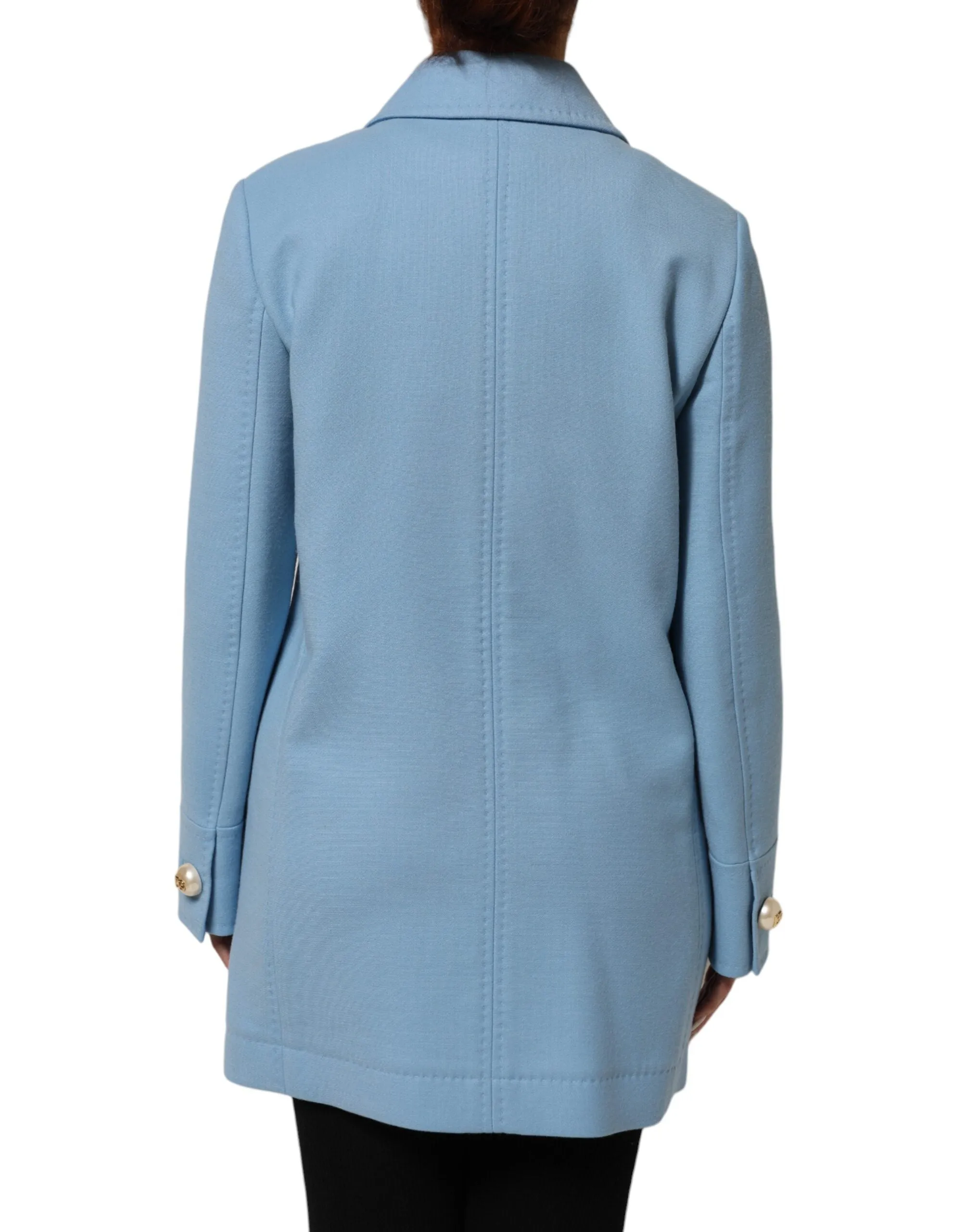 Dolce & Gabbana Blue Buttoned Down Trench Coat Jacket sold by Siebentaschen product image thumbnail 4