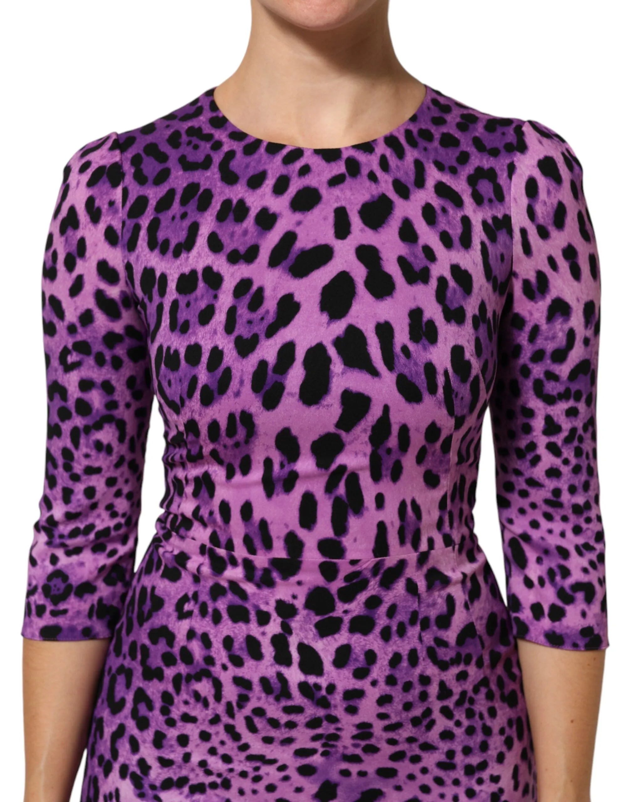 Dolce & Gabbana Violet Leopard Sheath Bodycon Mini Dress sold by Siebentaschen product image thumbnail 5