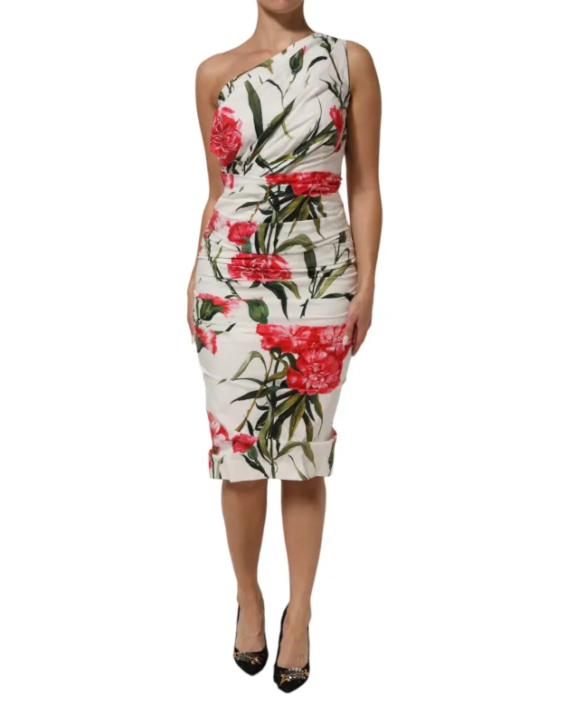 Dolce & Gabbana White Floral One Shoulder Sheath Dress sold by Siebentaschen
