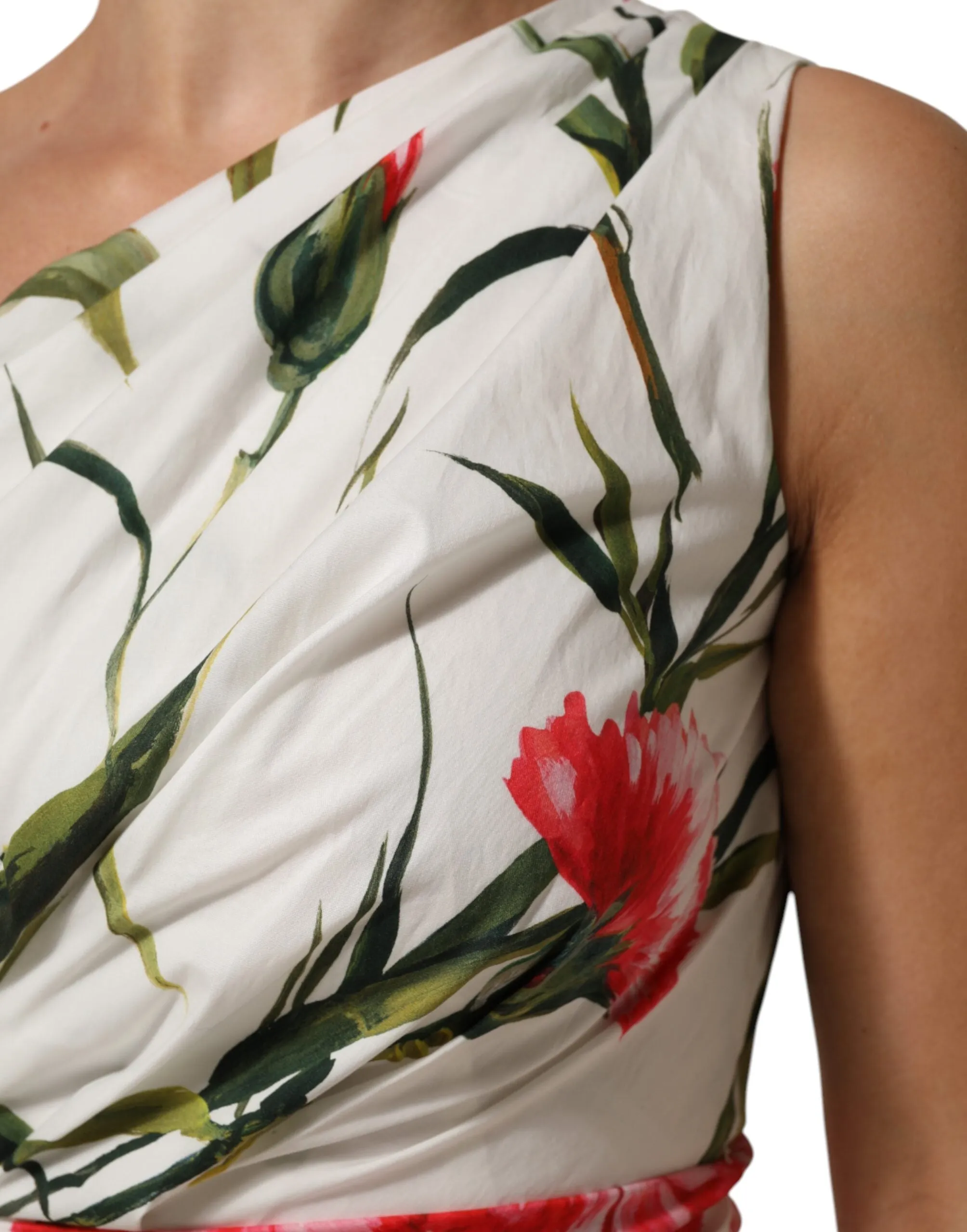 Dolce & Gabbana White Floral One Shoulder Sheath Dress sold by Siebentaschen product image thumbnail 5
