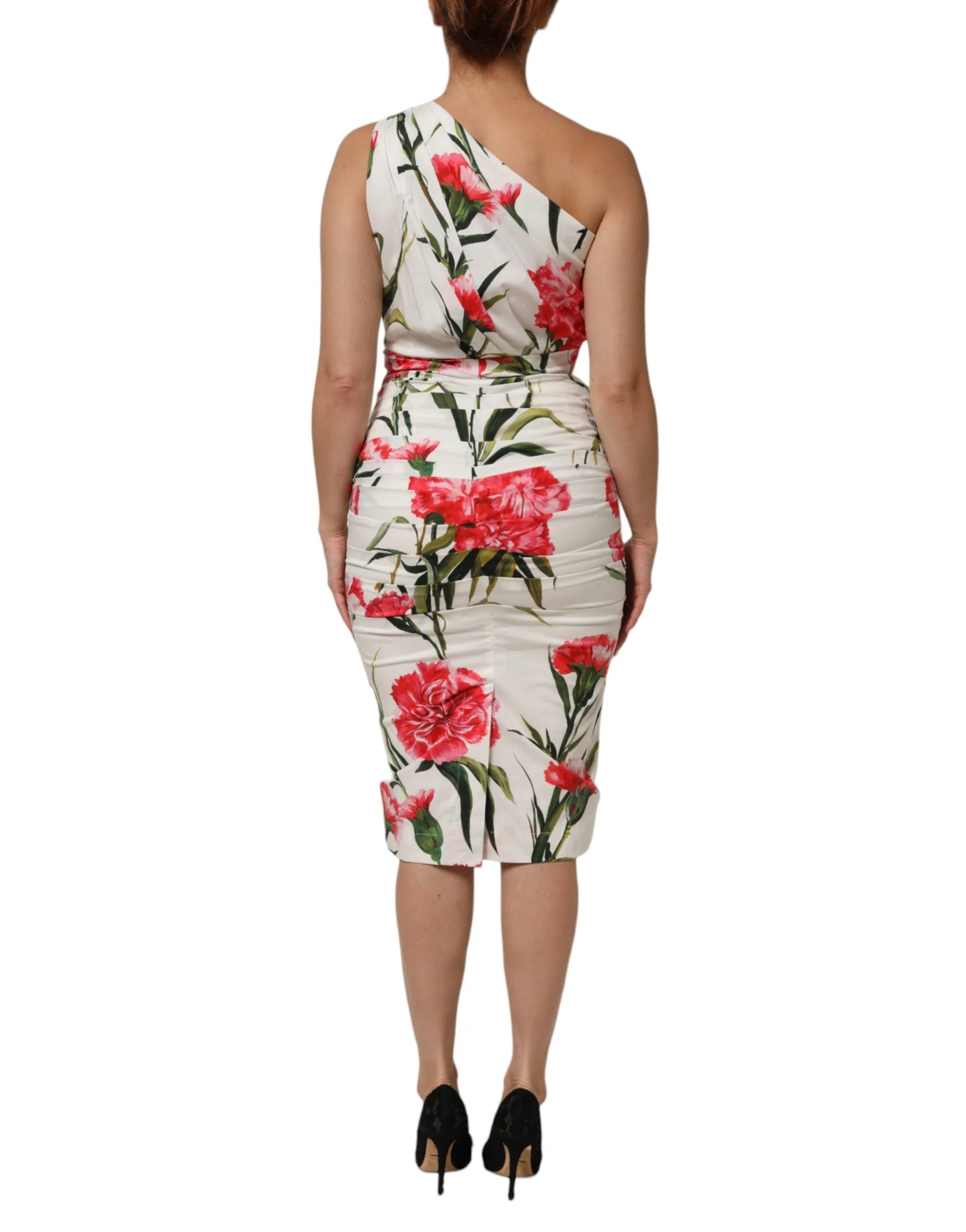 Dolce & Gabbana White Floral One Shoulder Sheath Dress sold by Siebentaschen product image thumbnail 4