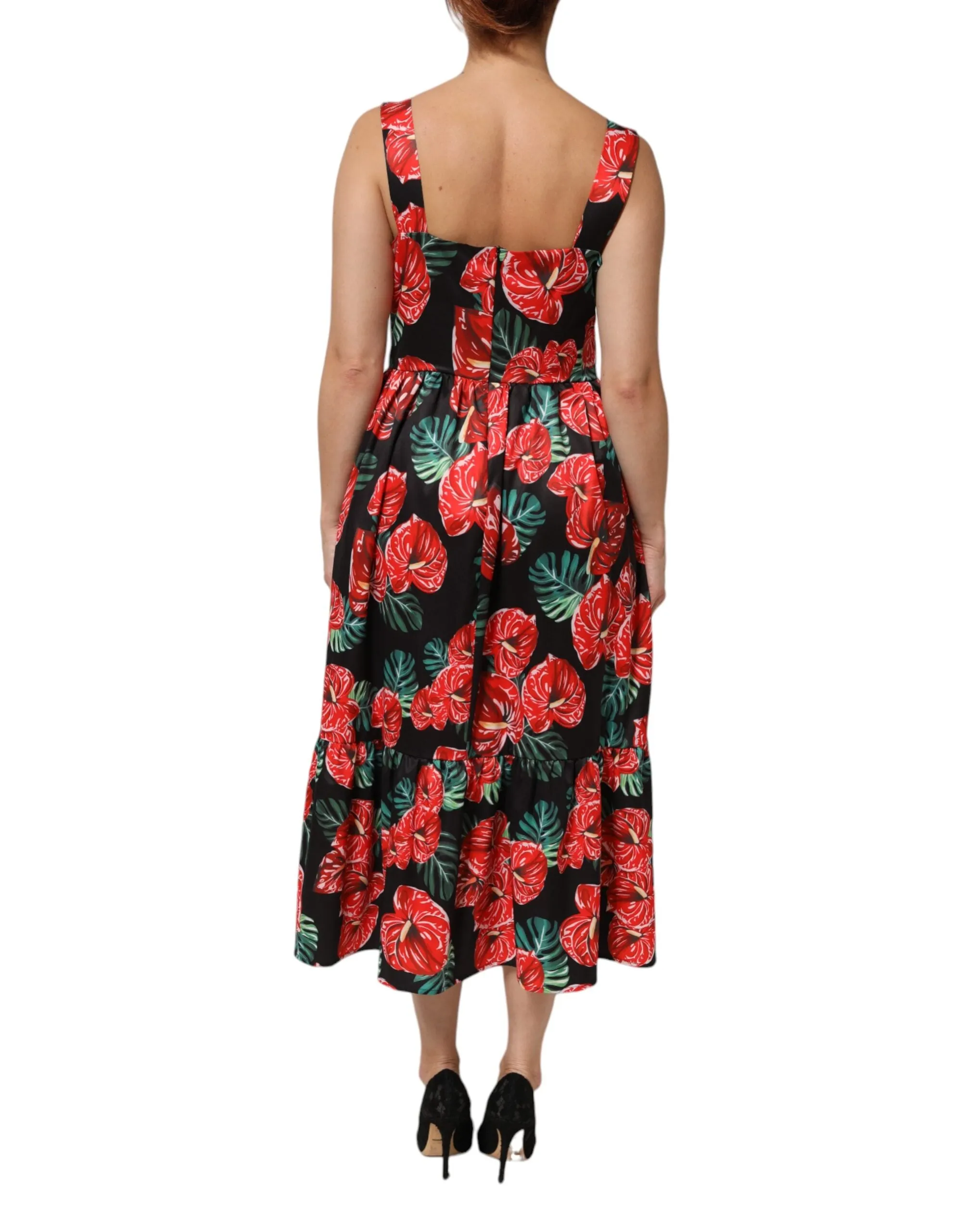 Dolce & Gabbana Multicolor Floral Cotton Poplin Midi Dress sold by Siebentaschen product image thumbnail 4