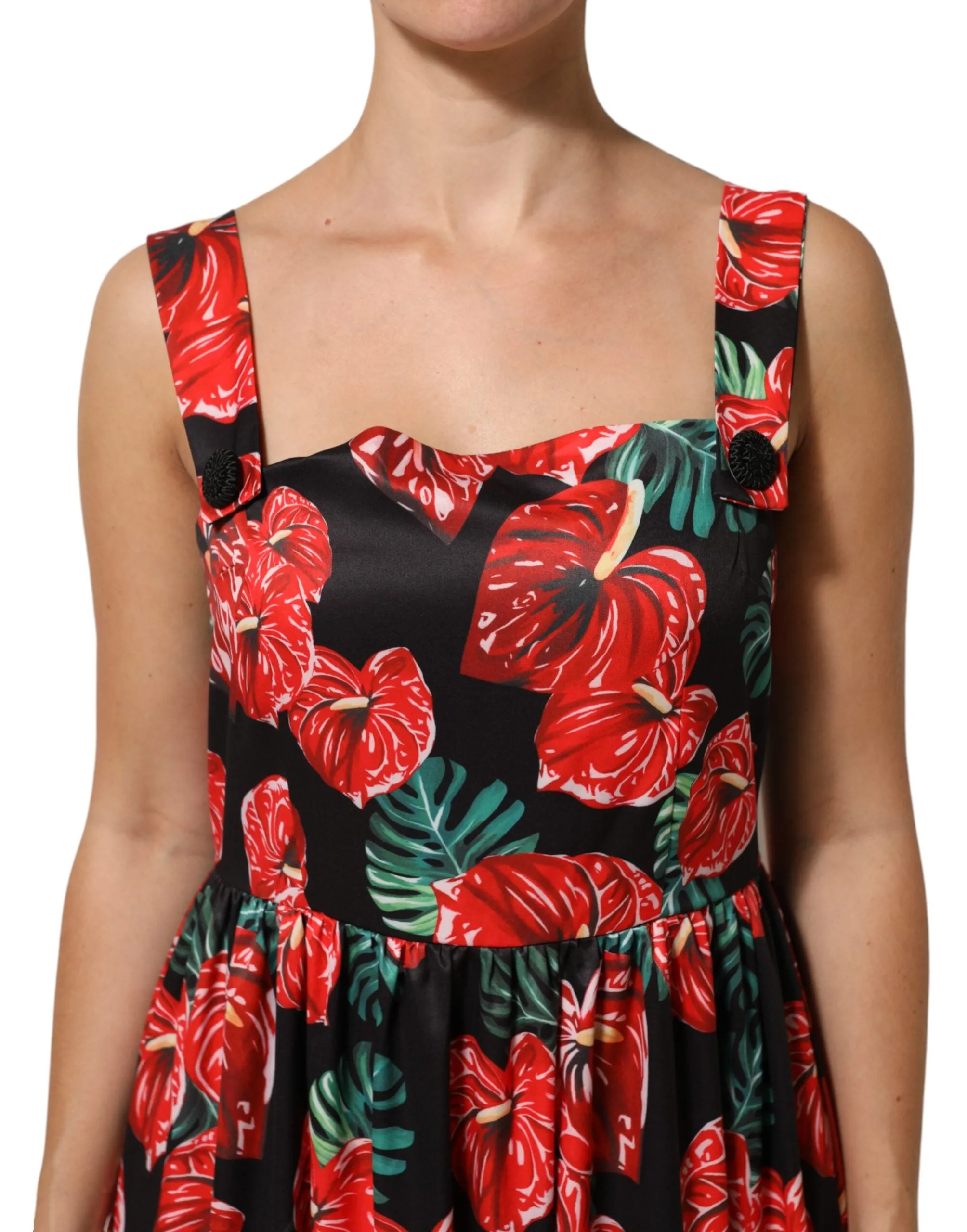 Dolce & Gabbana Multicolor Floral Cotton Poplin Midi Dress sold by Siebentaschen product image thumbnail 5