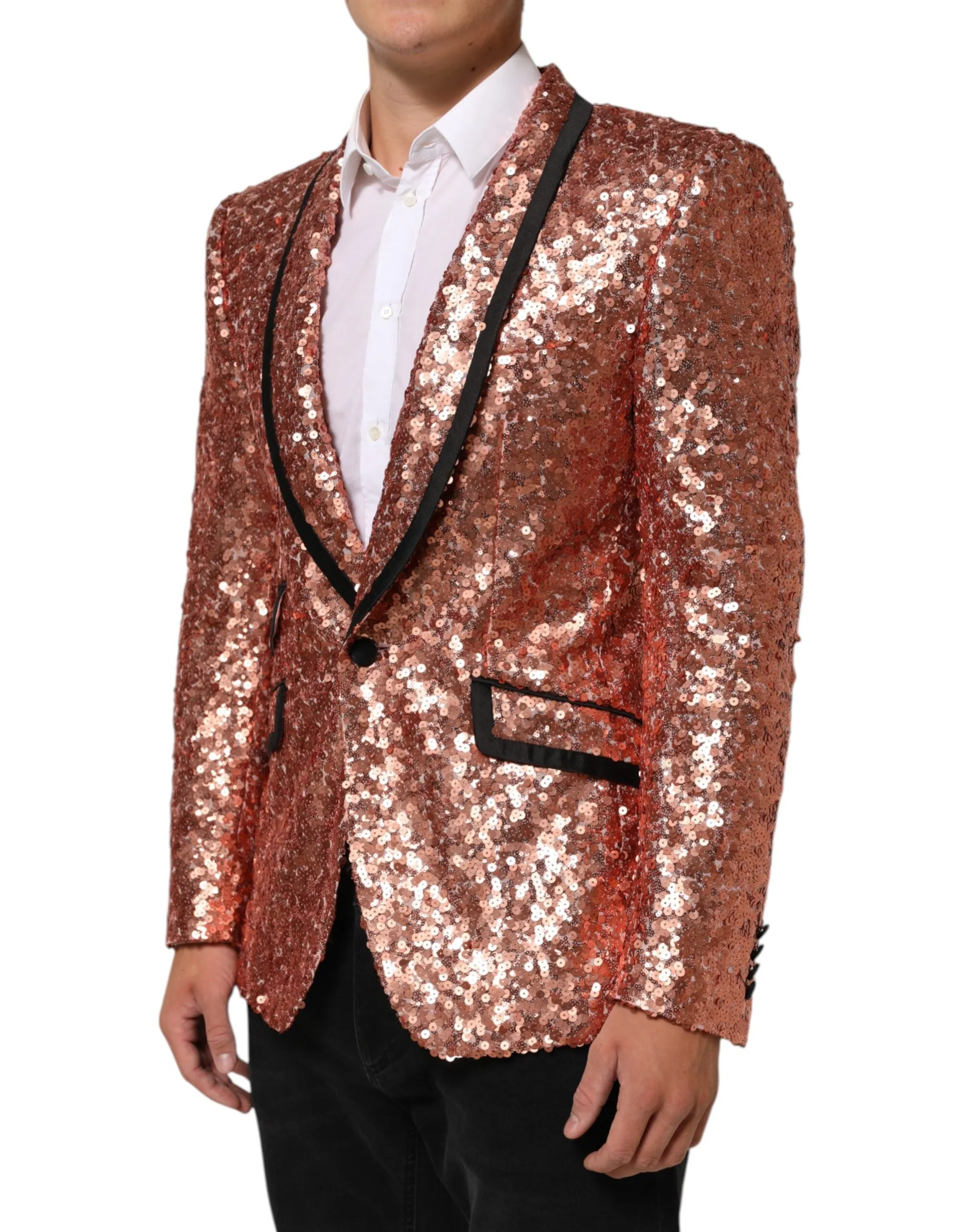 Dolce & Gabbana Pink Sequin SICILIA 1 Button Men Suit Blazer sold by Siebentaschen product image thumbnail 3
