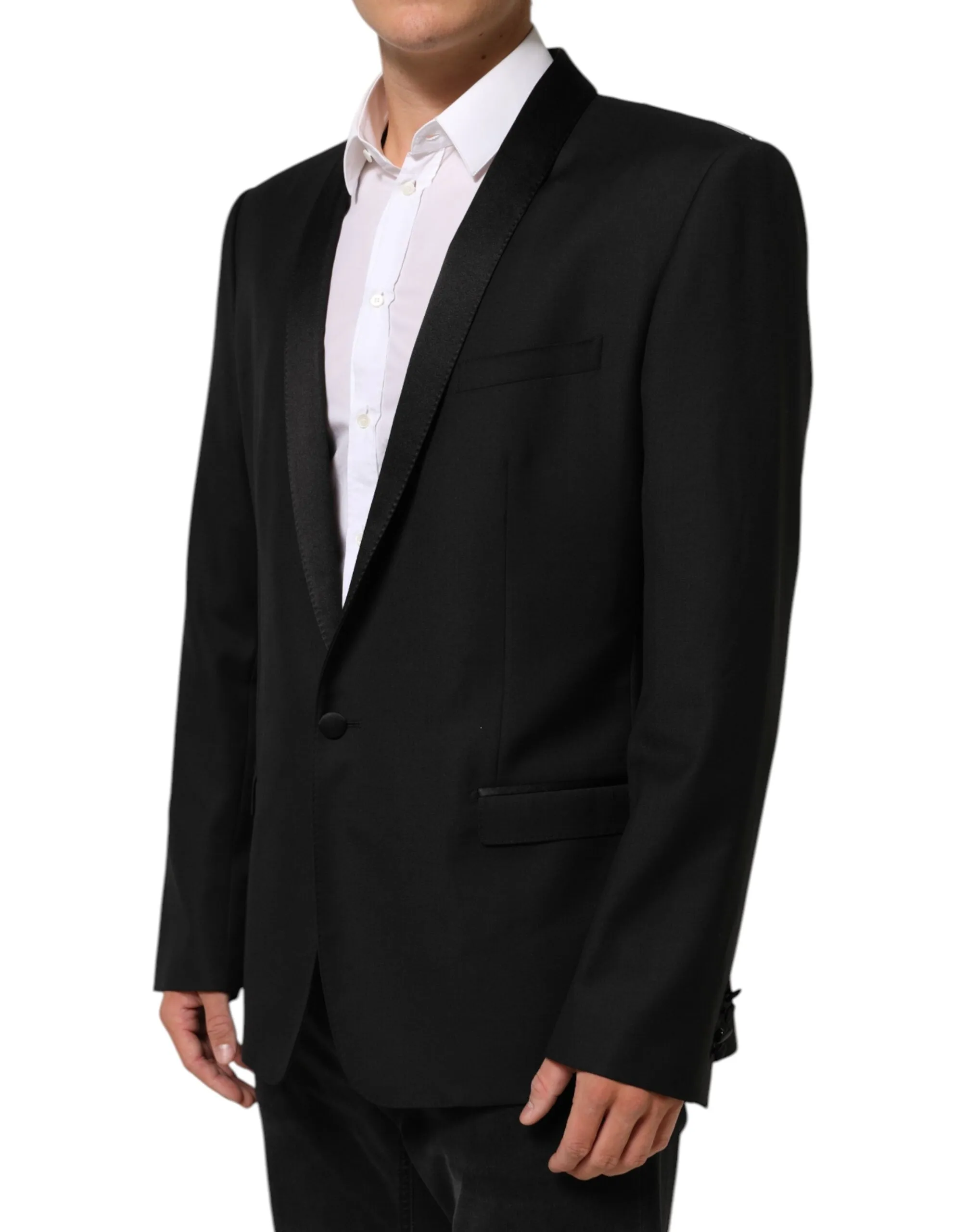 Dolce & Gabbana Black Wool GOLD 1 Button Men Suit Blazer sold by Siebentaschen product image thumbnail 3