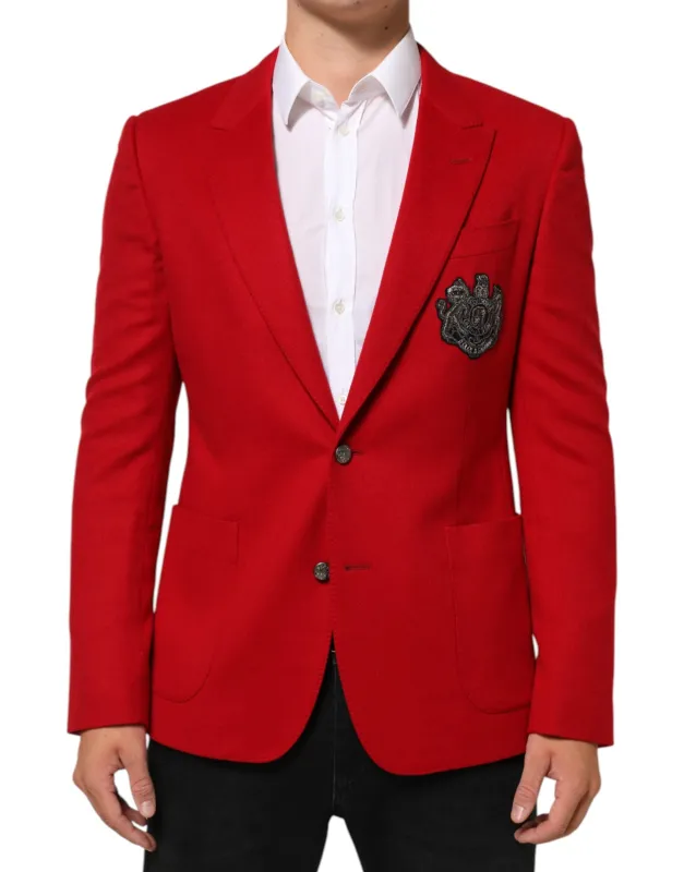 Dolce & Gabbana Red Cashmere 2 Buttons Suit Jacket Blazer sold by Siebentaschen