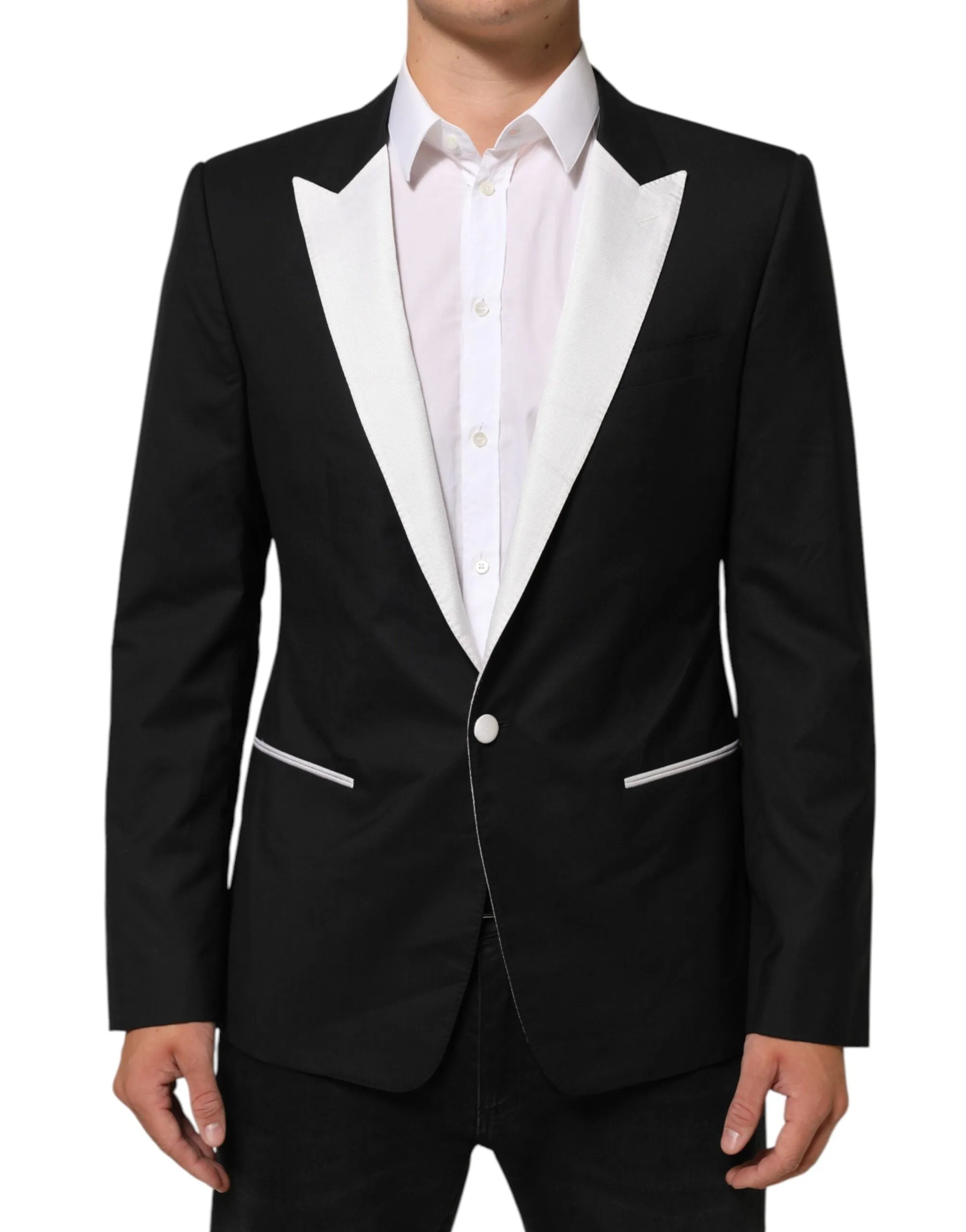 Dolce & Gabbana Black White MARTINI 1 Button Men Suit Blazer sold by Siebentaschen product image thumbnail 2