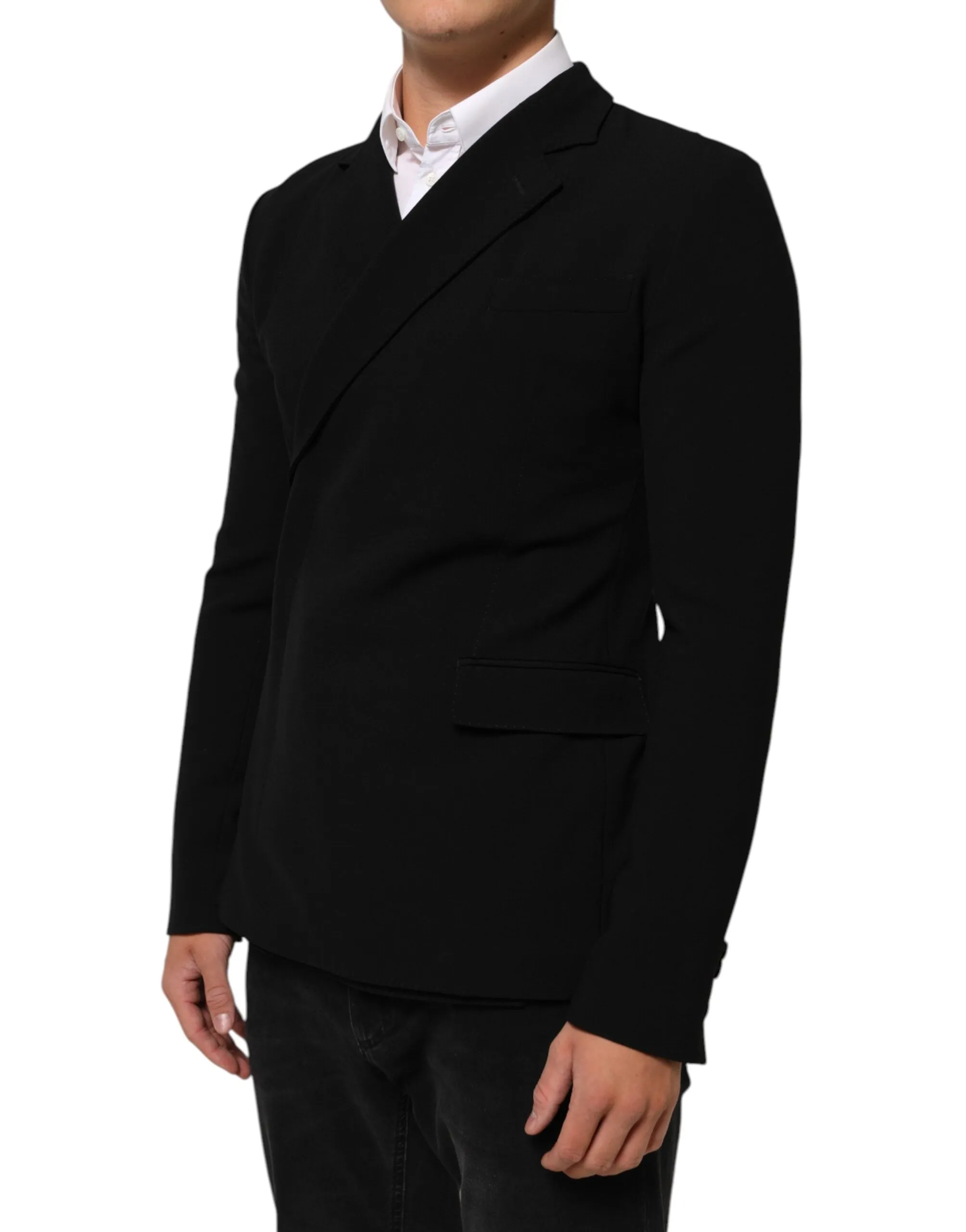 Dolce & Gabbana Black Wool Double Breasted Men Jacket Blazer sold by Siebentaschen product image thumbnail 3