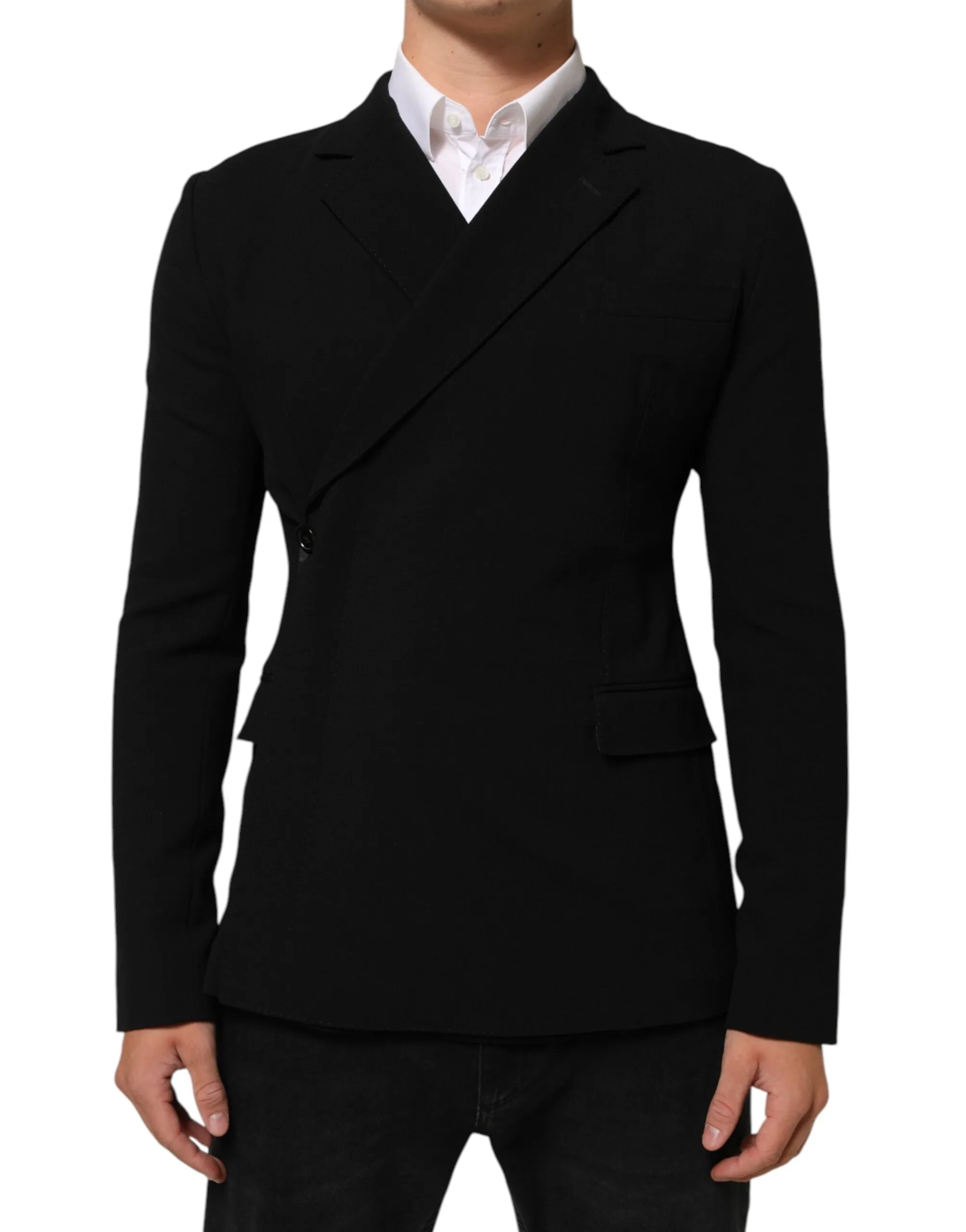 Dolce & Gabbana Black Wool Double Breasted Men Jacket Blazer sold by Siebentaschen product image thumbnail 2