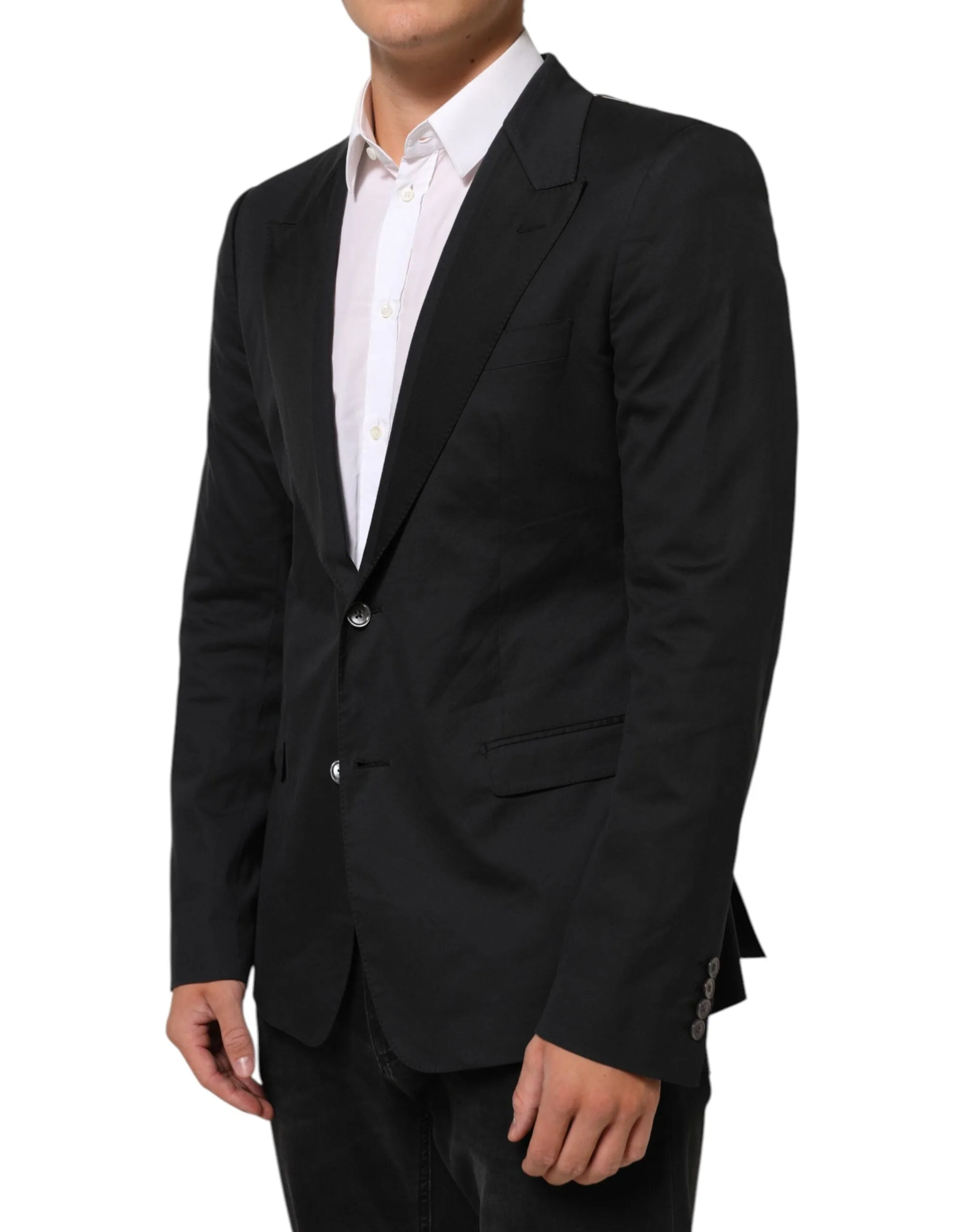 Dolce & Gabbana Black Cotton 2 Buttons Suit Jacket Blazer sold by Siebentaschen product image thumbnail 3