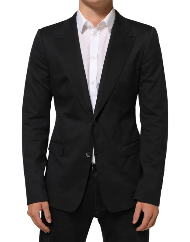 Dolce & Gabbana Black Cotton 2 Buttons Suit Jacket Blazer sold by Siebentaschen