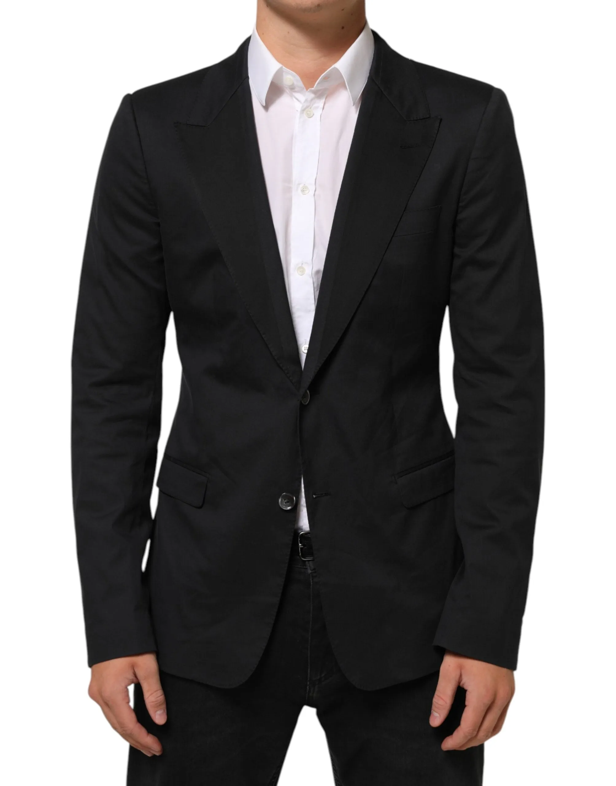 Dolce & Gabbana Black Cotton 2 Buttons Suit Jacket Blazer sold by Siebentaschen