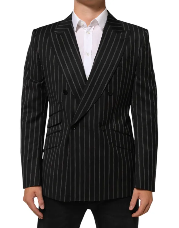 Dolce & Gabbana Black Stripes SICILIA 1 Button Suit Blazer sold by Siebentaschen